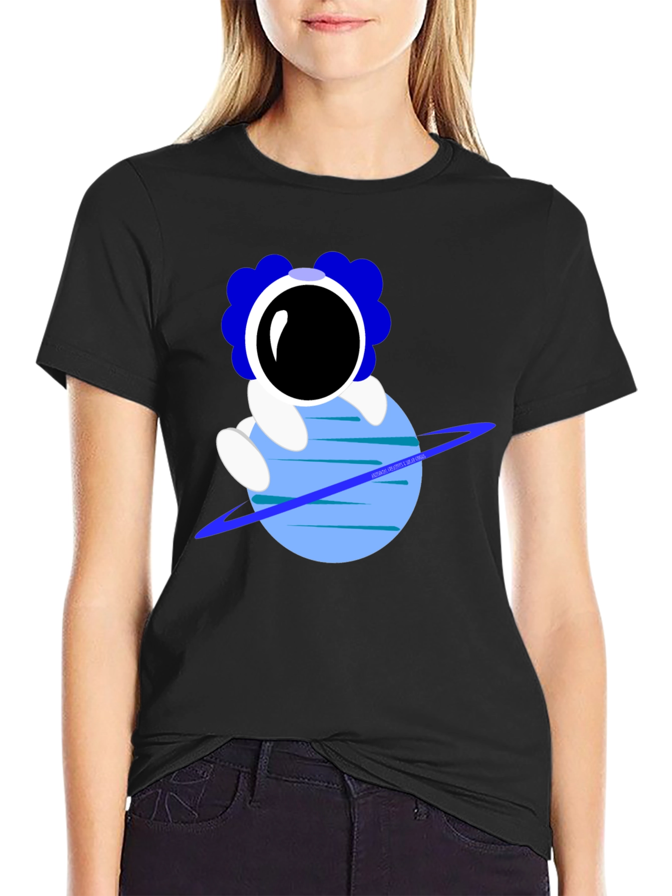 Black Astronaut on Planet Graphic T-Shirt view 2