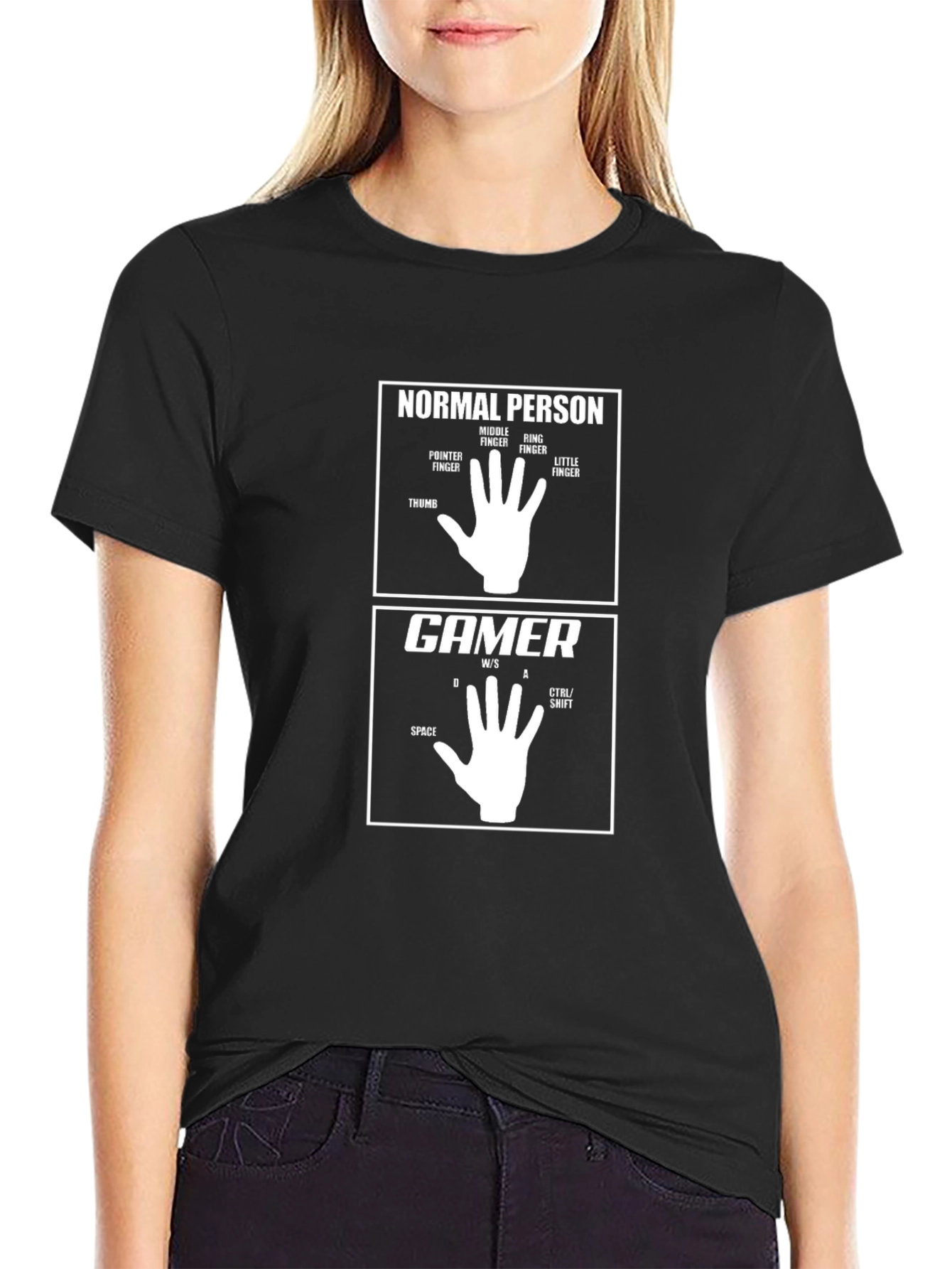 Black Gamer Hand T-Shirt - Funny Gaming Tee view 2