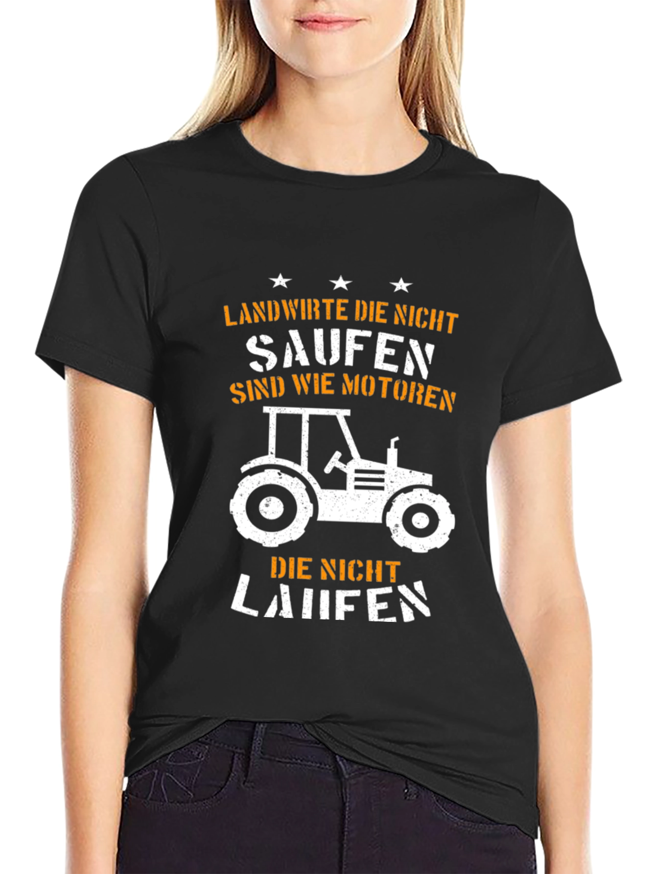 Black Funny Farmer Tractor T-Shirt: Landwirte Die Nicht Saufen view 2
