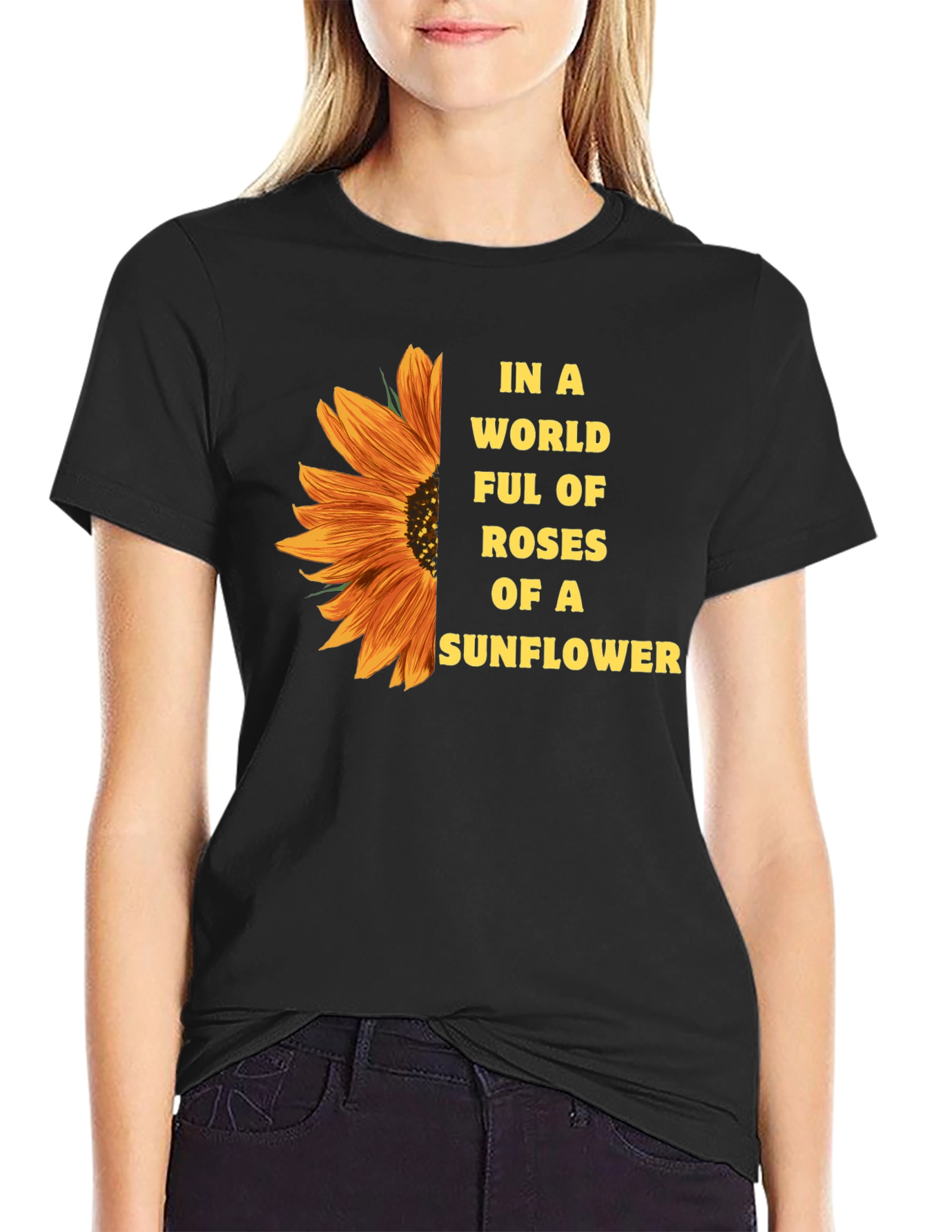 Black Sunflower T-Shirt - Be a Sunflower view 2