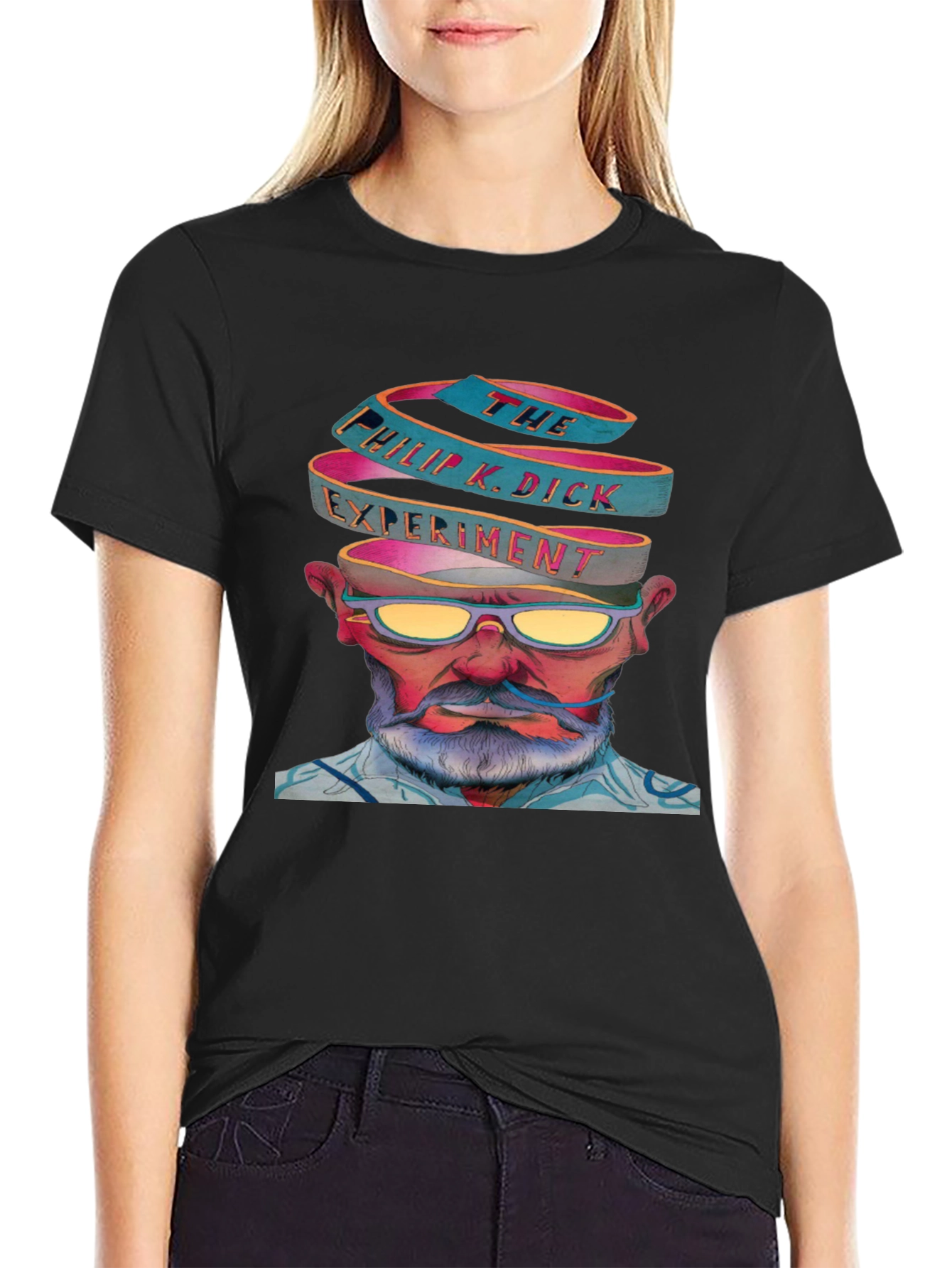 Black Philip K. Dick Experiment Graphic Tee view 2