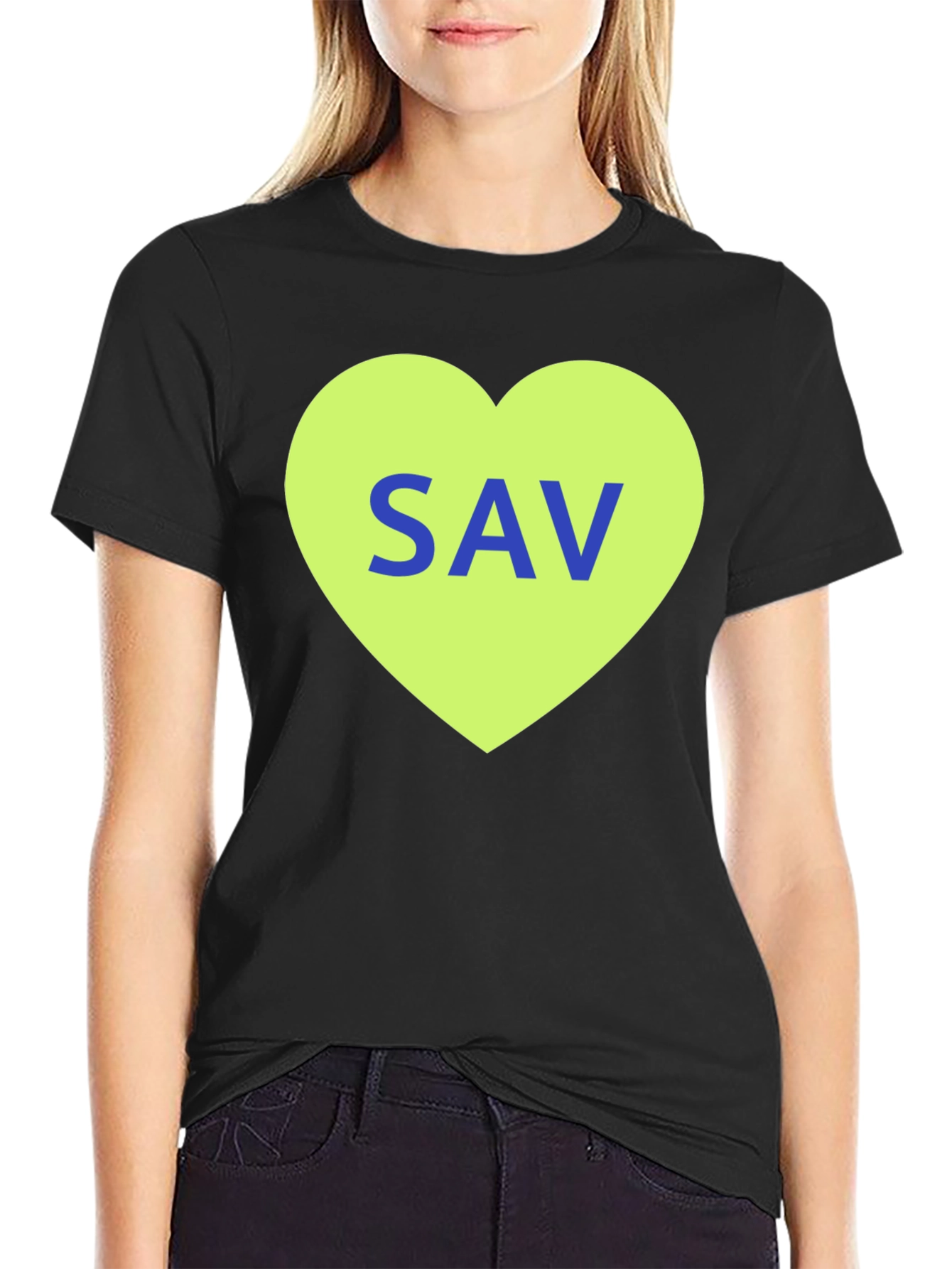 Black SAV Heart Graphic T-Shirt - Stylish Cotton Tee view 2
