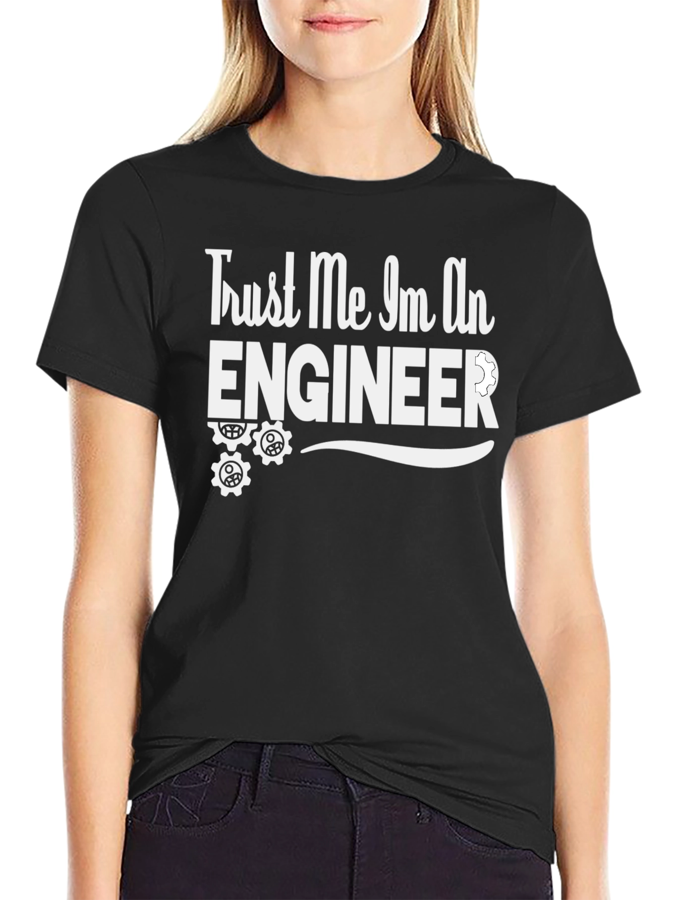 Black Trust Me I'm An Engineer T-Shirt - Funny Gift view 2