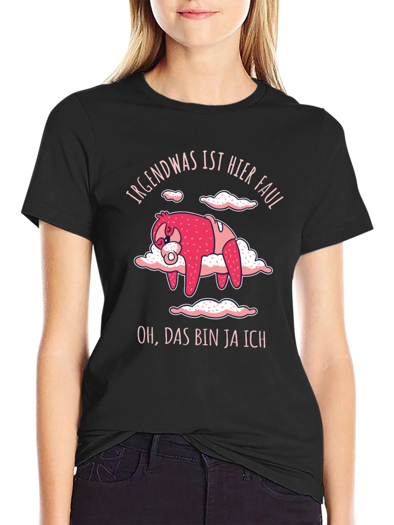 Black Lazy Sloth T-Shirt - Funny Graphic Tee view 2
