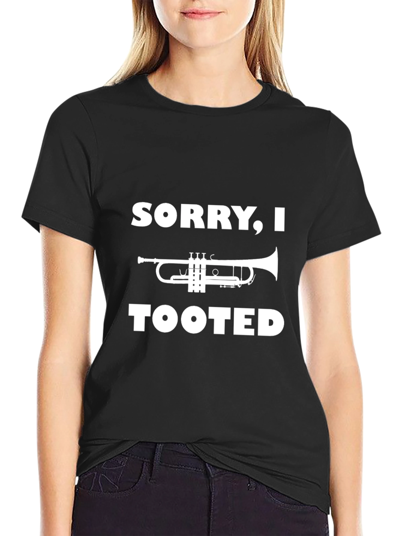 Black Sorry I Tooted Trumpet T-Shirt view 2