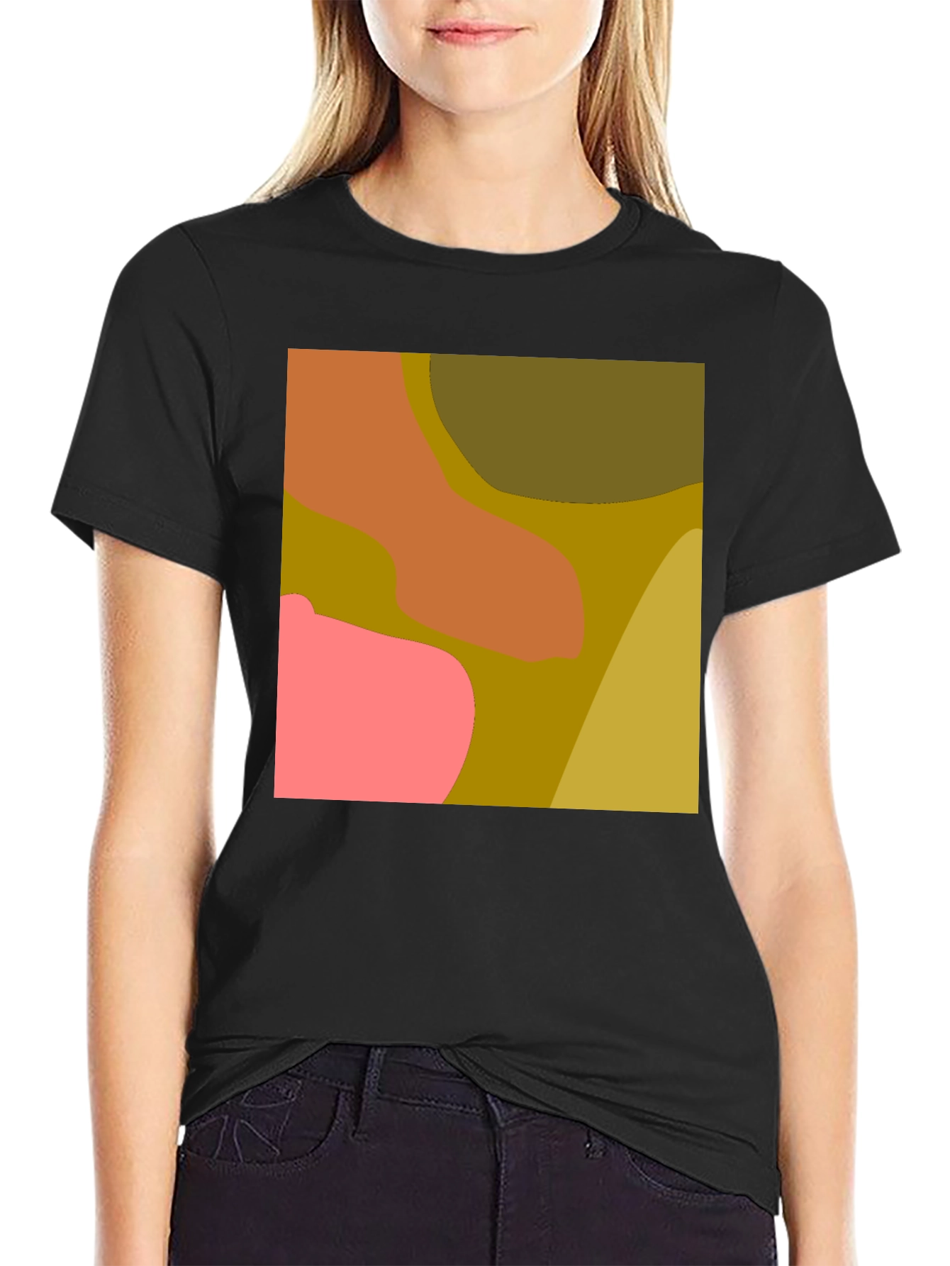 Black Abstract Color Block Graphic Tee view 2