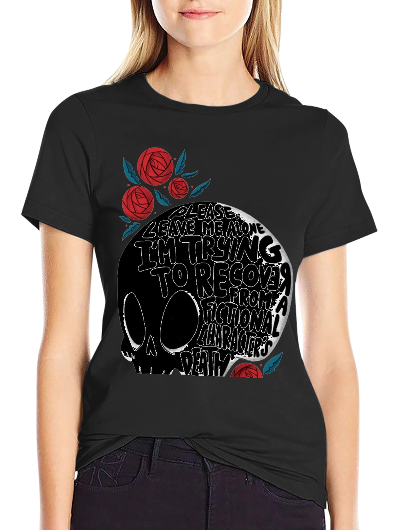 Black Skull Graphic T-Shirt: Fictional Character Death view 2