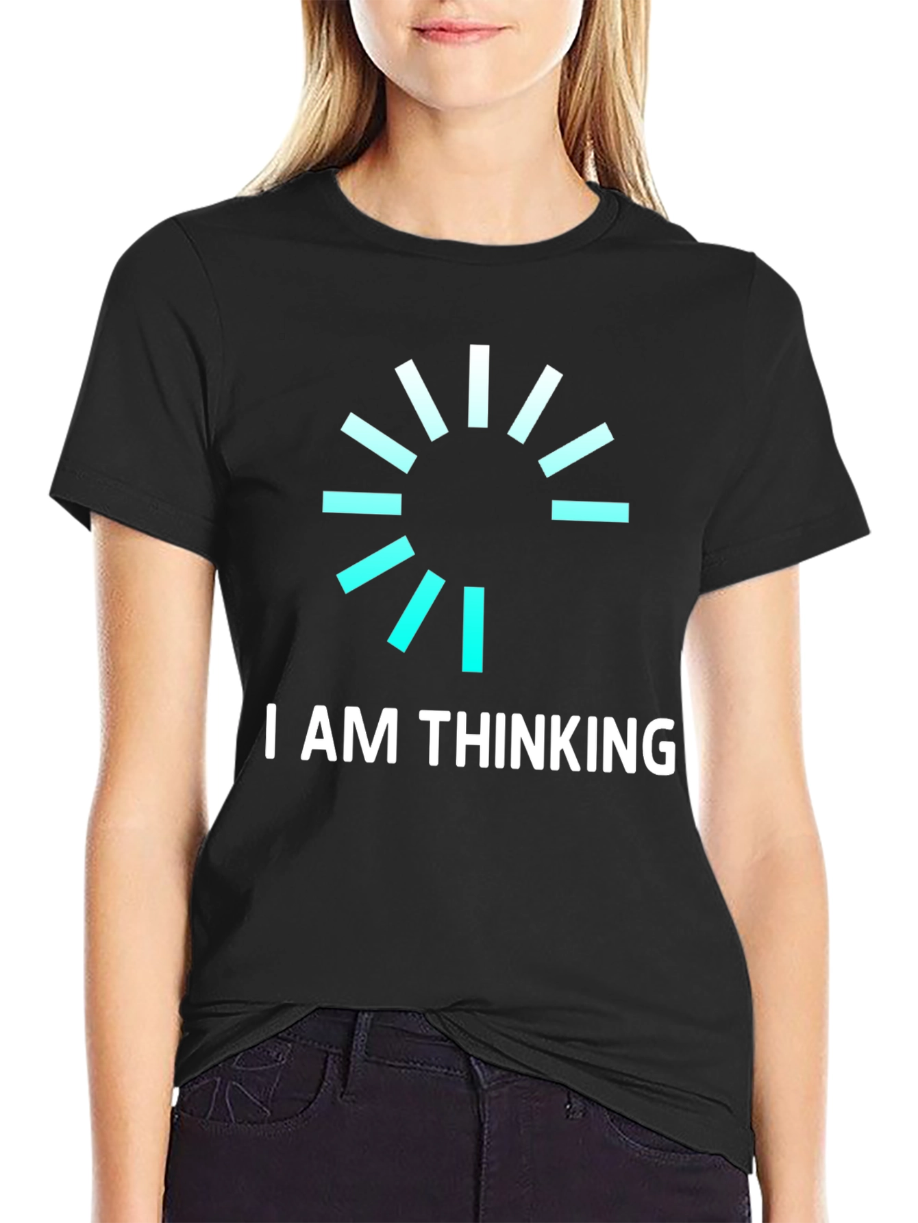 Black I AM THINKING Funny Graphic Tee view 2