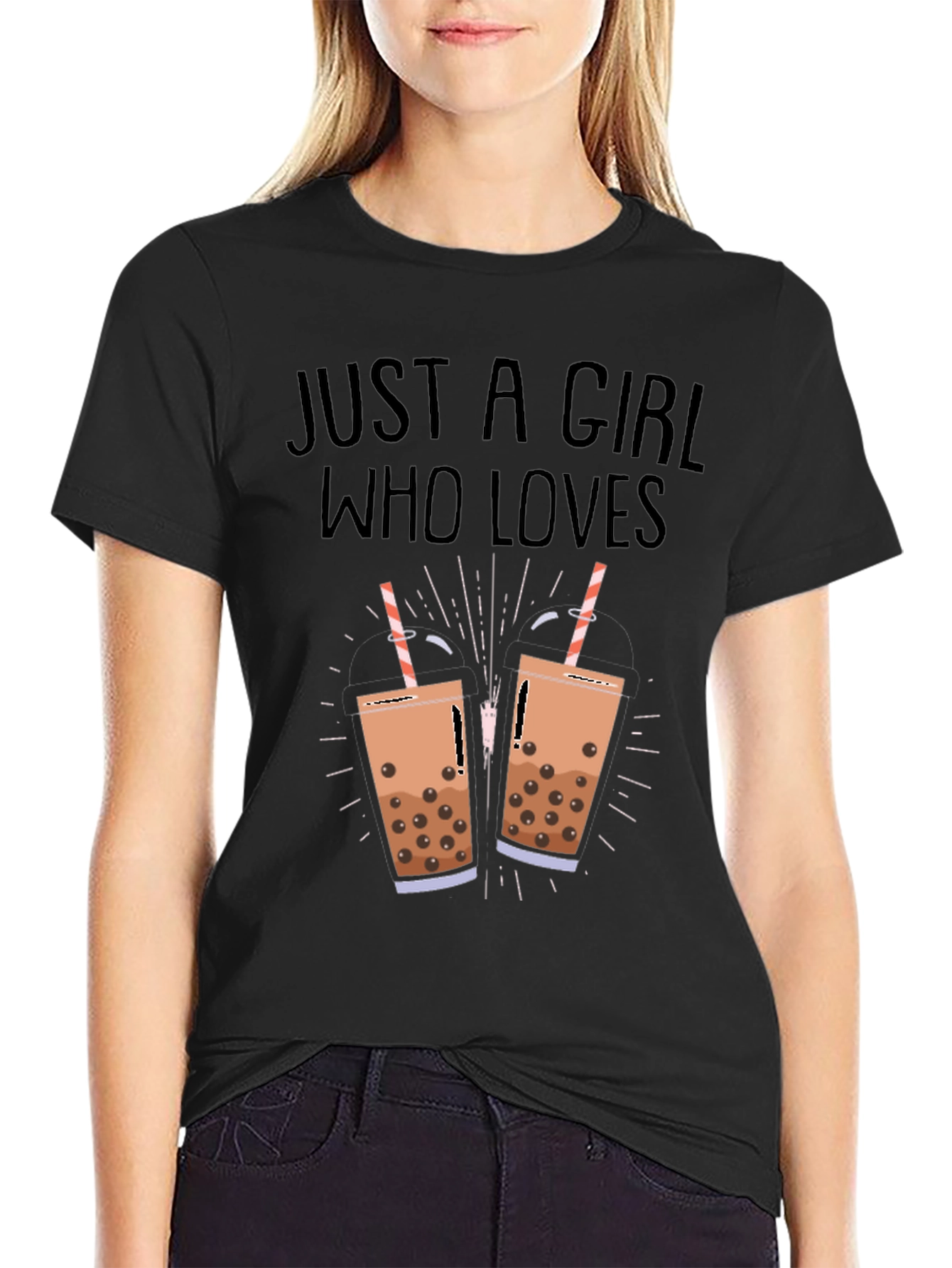Black Boba Tea Lover Black T-Shirt view 2