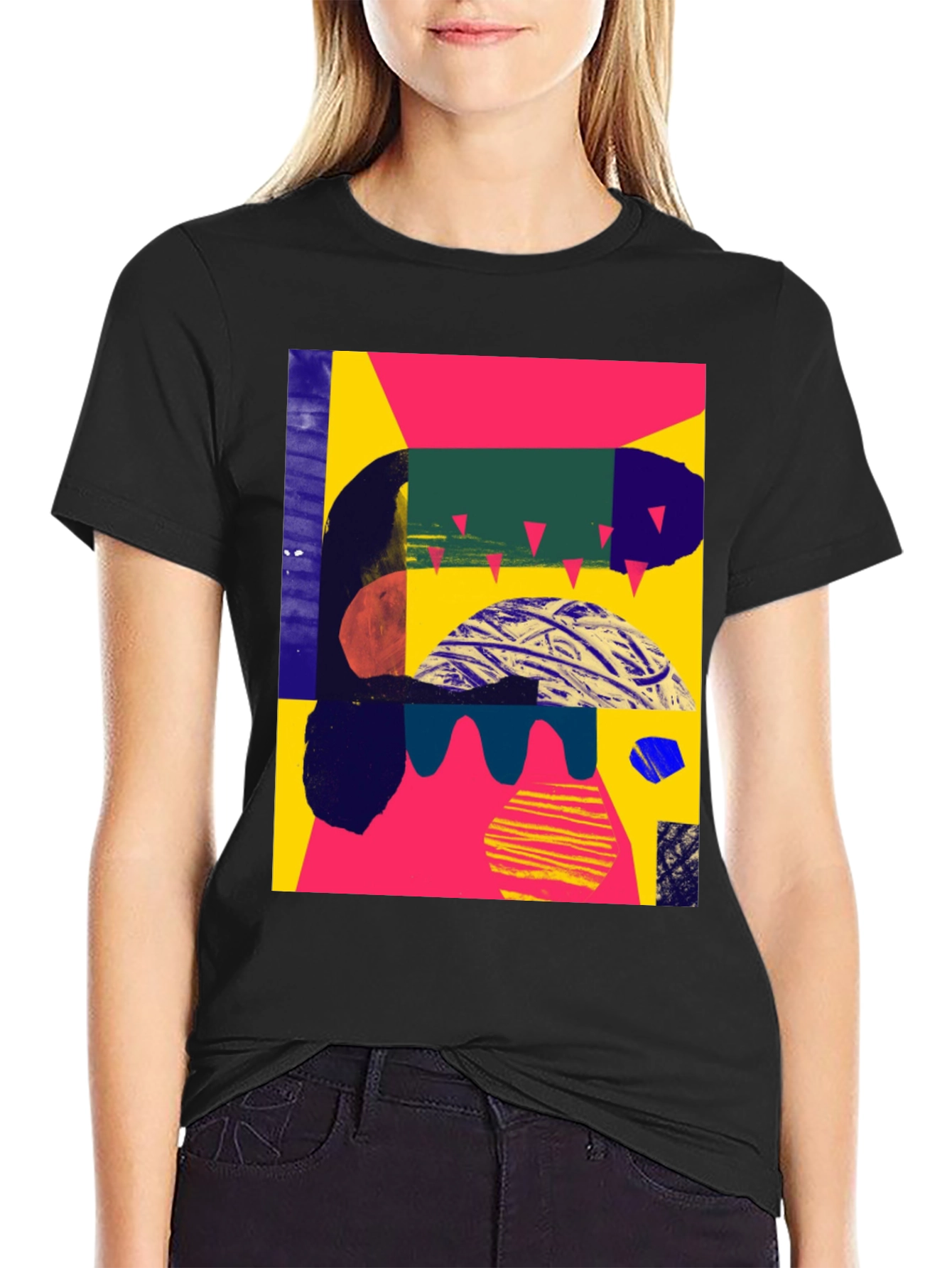 Black Abstract Graphic Black T-Shirt view 2