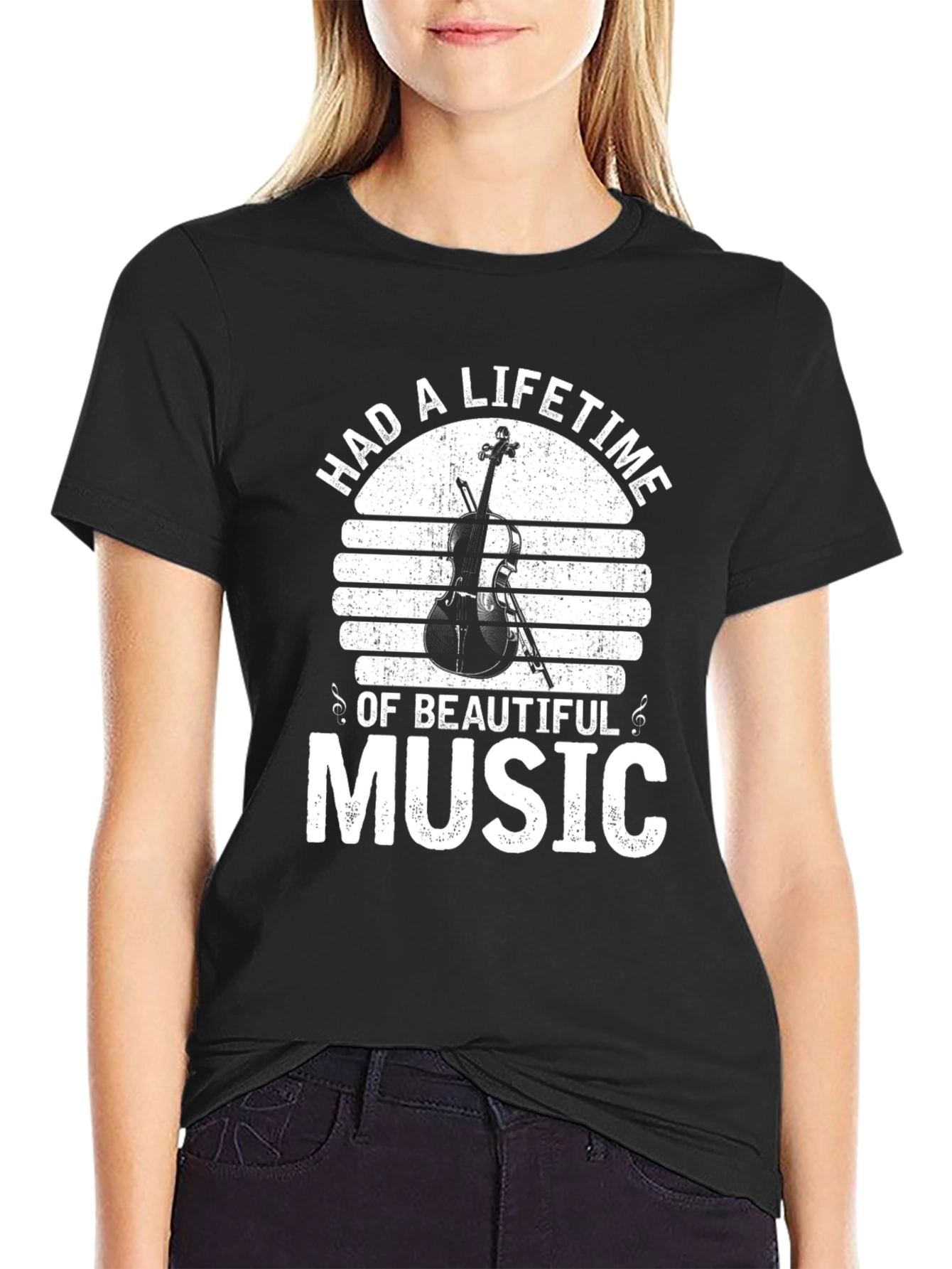Black Lifetime of Beautiful Music T-Shirt view 2