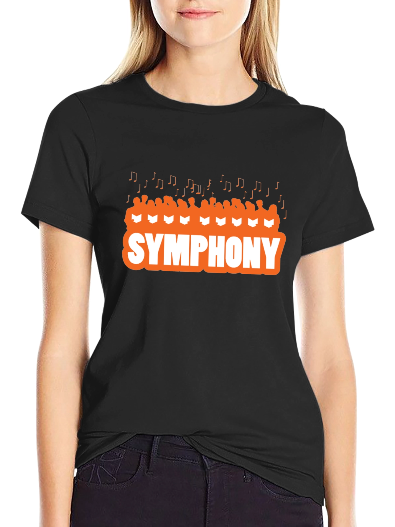Black Symphony T-Shirt, Musical Note Tee view 2