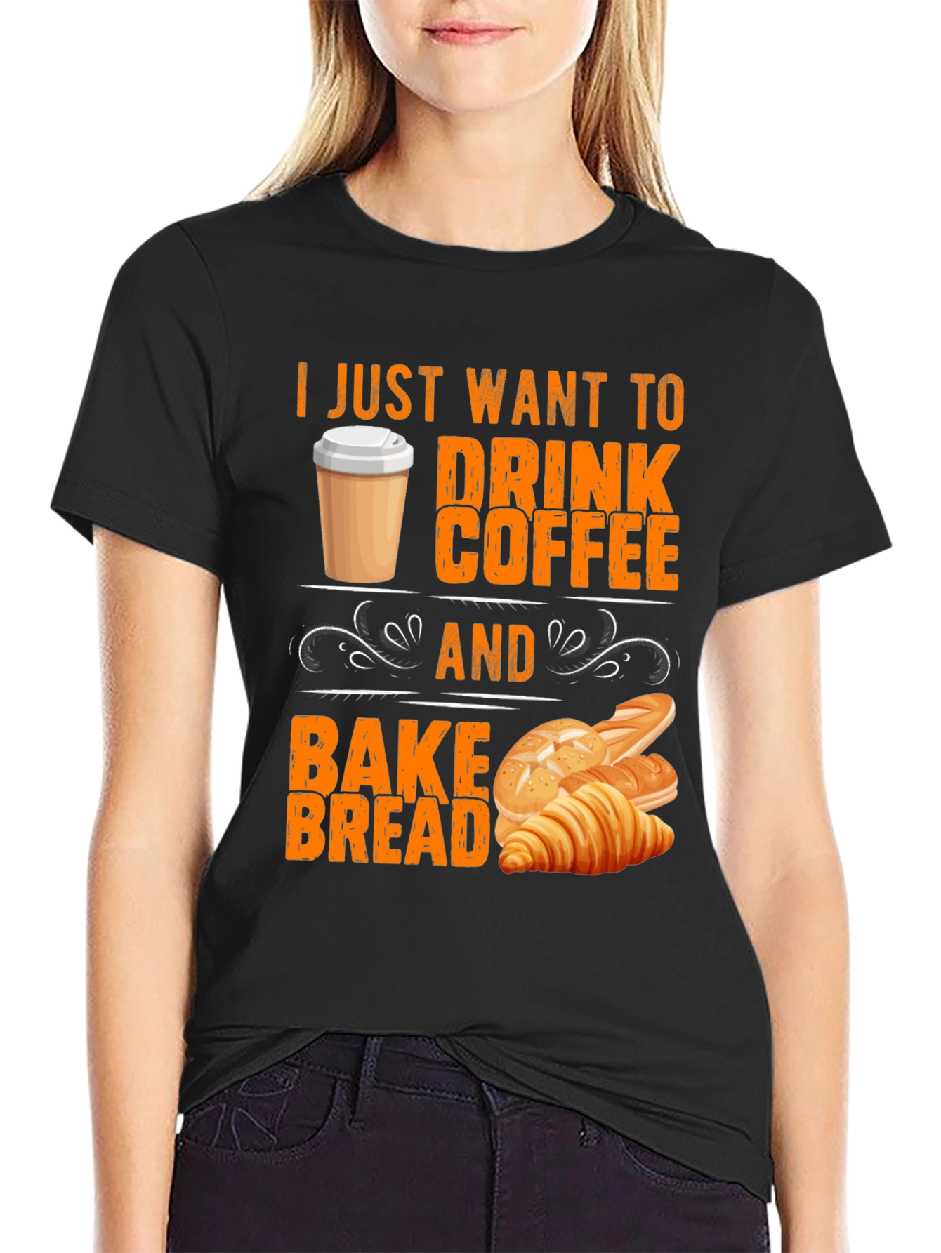 Black Coffee and Bake Bread T-Shirt view 2