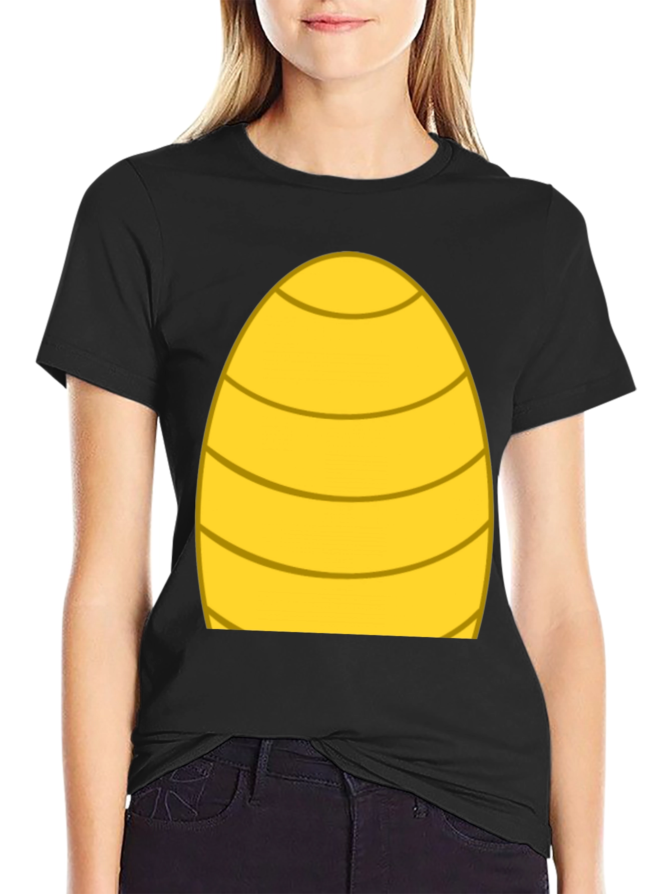 Black Funny Yellow Egg Costume T-Shirt view 2