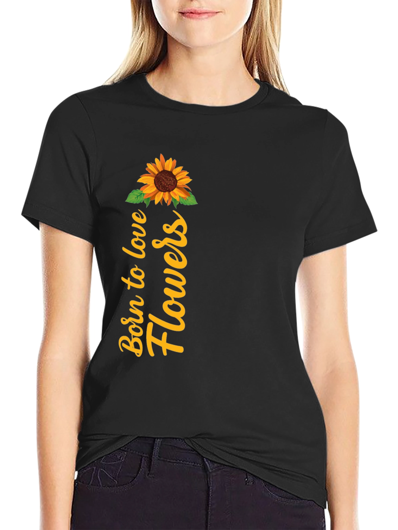Black Born to Love Flowers Graphic Tee view 2