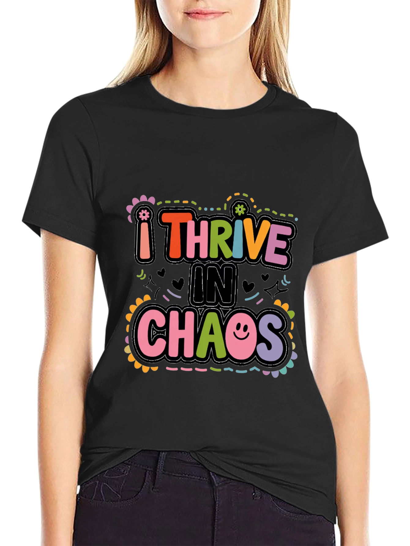 Black I Thrive in Chaos Graphic Tee view 2