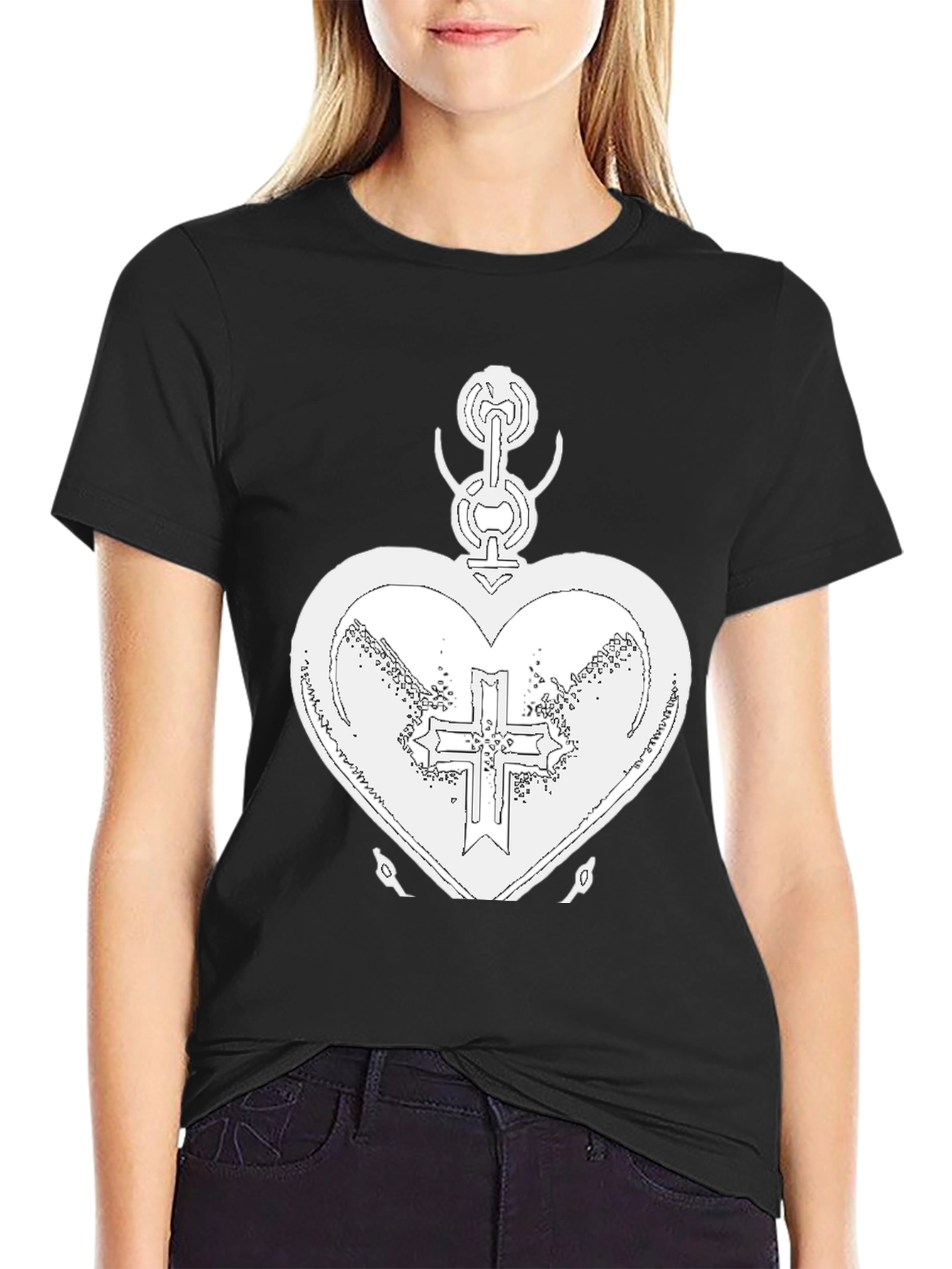 Heart and Cross Black T-Shirt - 2