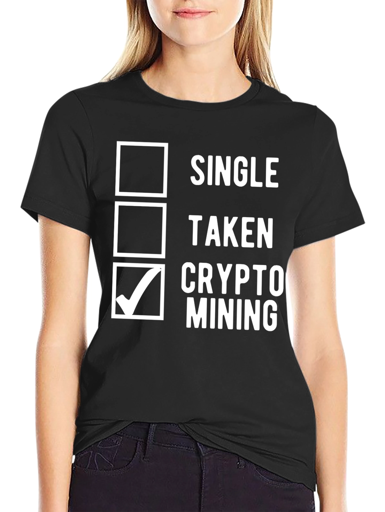Black Crypto Mining T-Shirt - Single, Taken, Mining Options view 2
