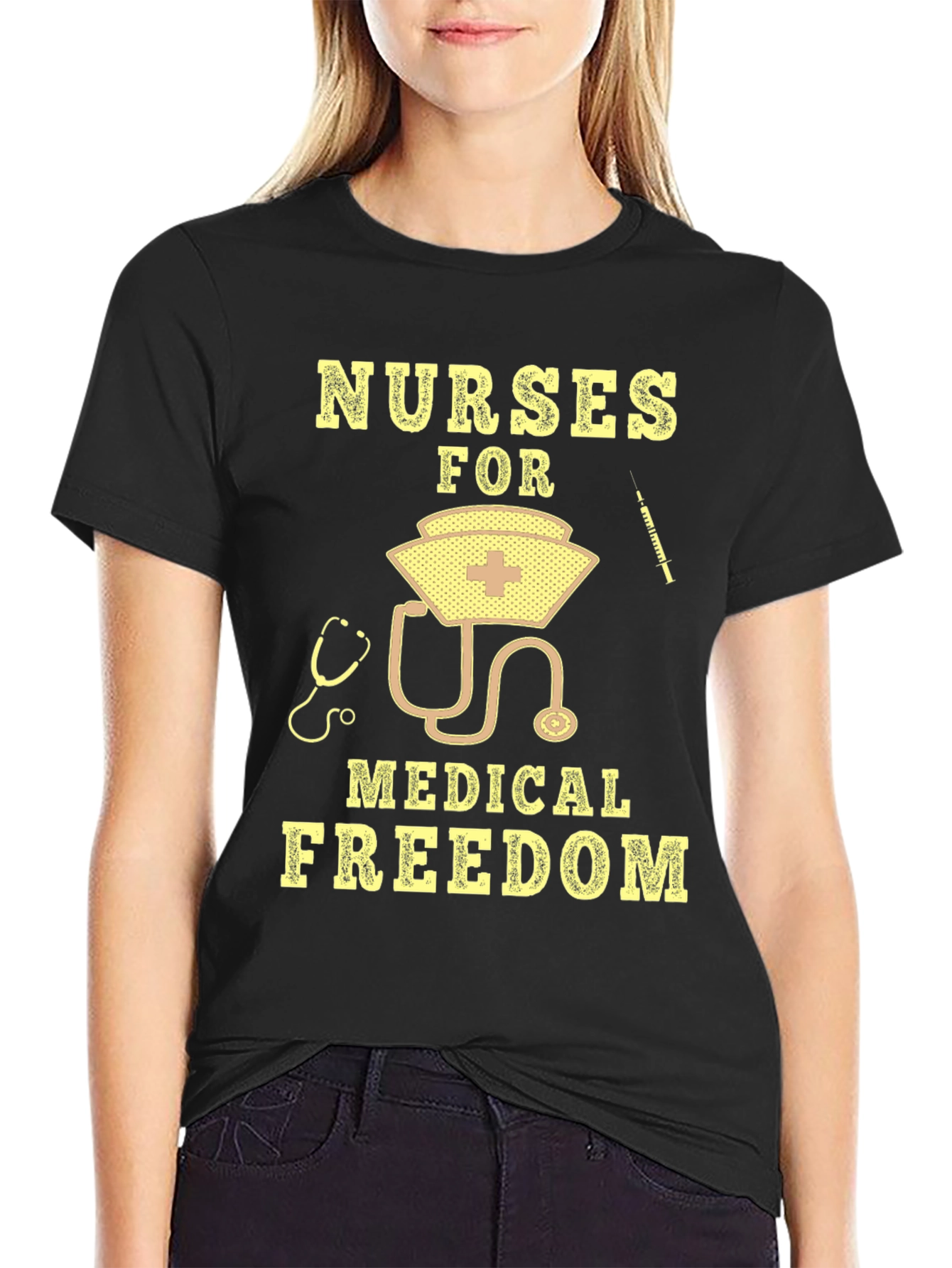 Black Nurses For Medical Freedom T-Shirt view 2