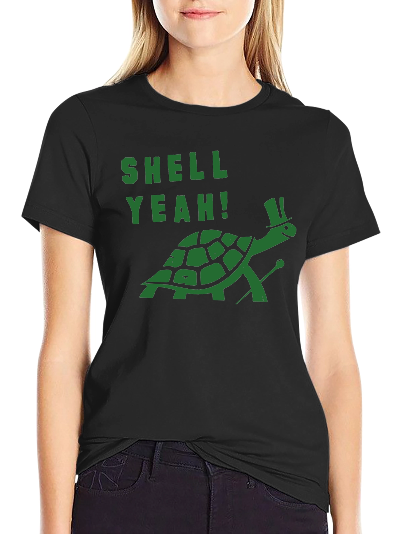Black Shell Yeah Turtle T-Shirt - Funny Graphic Tee view 2