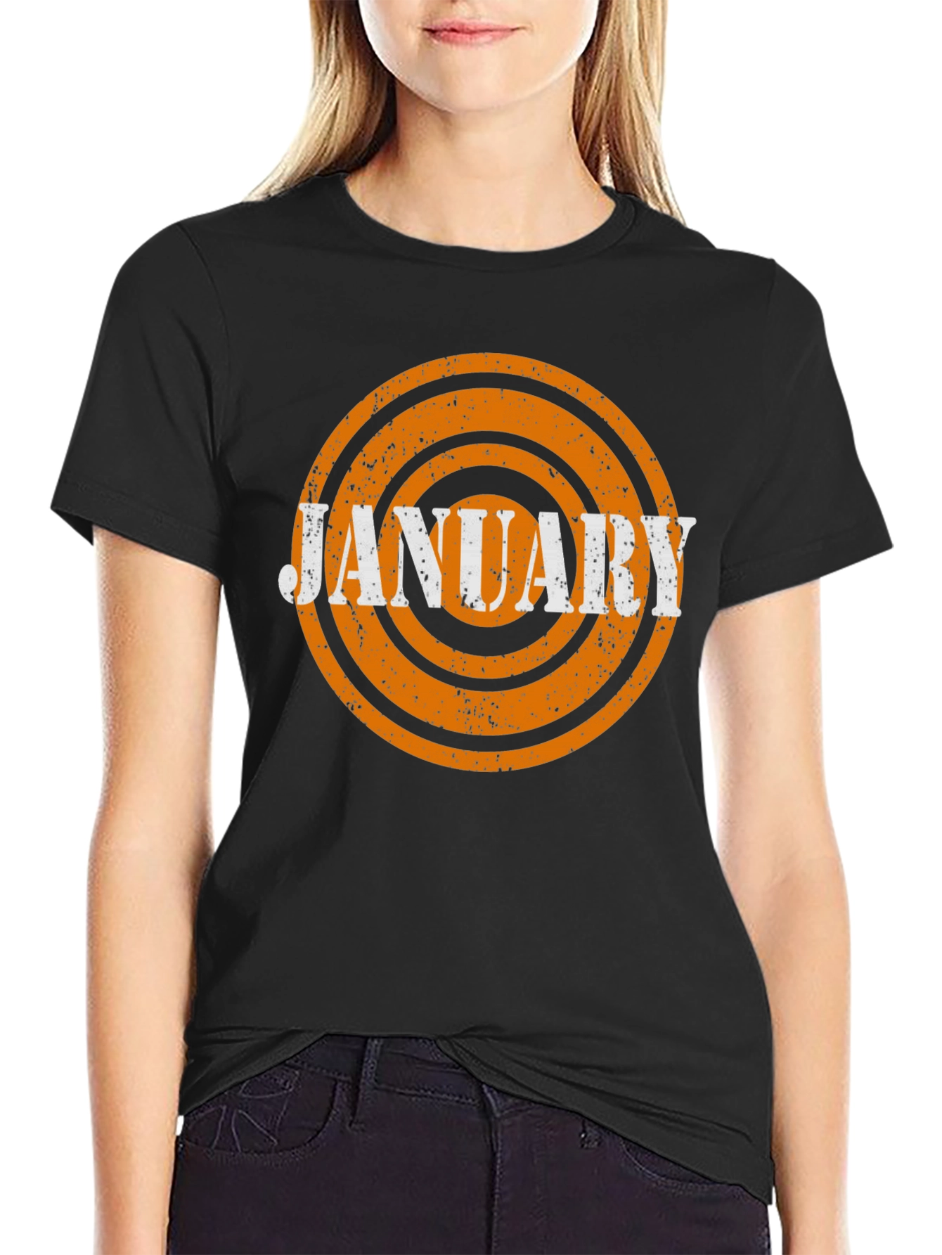Black January Month Retro T-Shirt - Black view 2