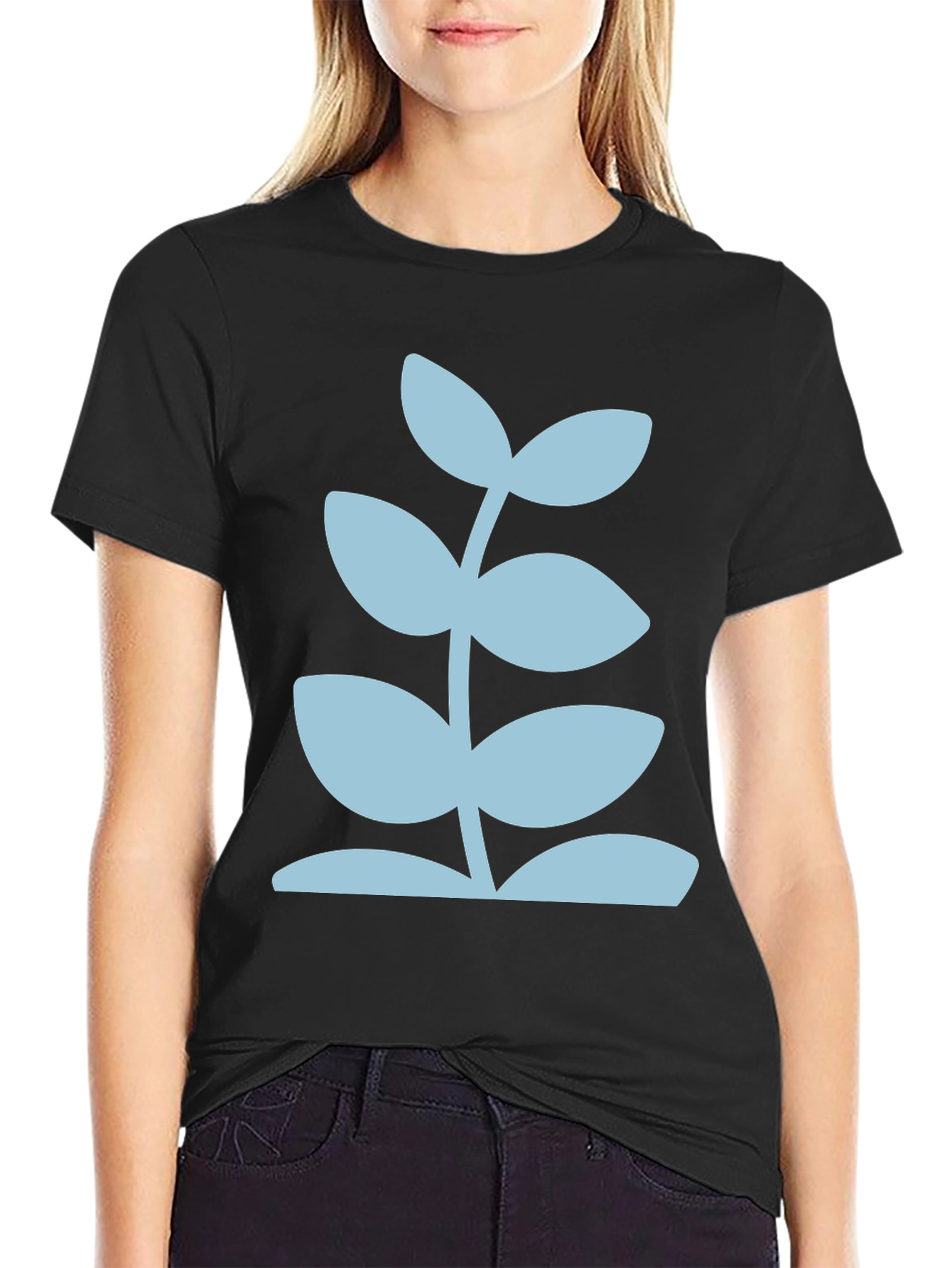 Black Modern Plant Graphic Tee - Black view 2