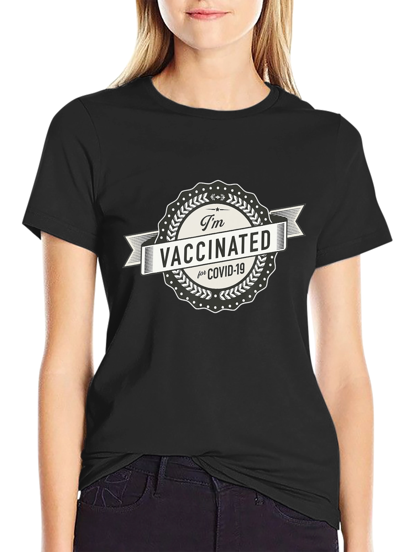 Black I'm Vaccinated for Covid-19 T-Shirt view 2