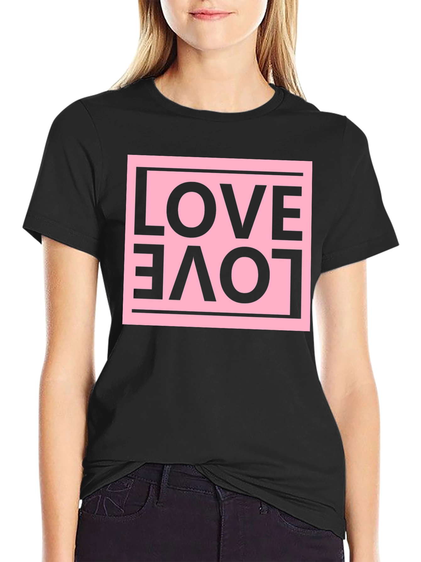 Black Love Graphic Tee - Upside Down Design view 2