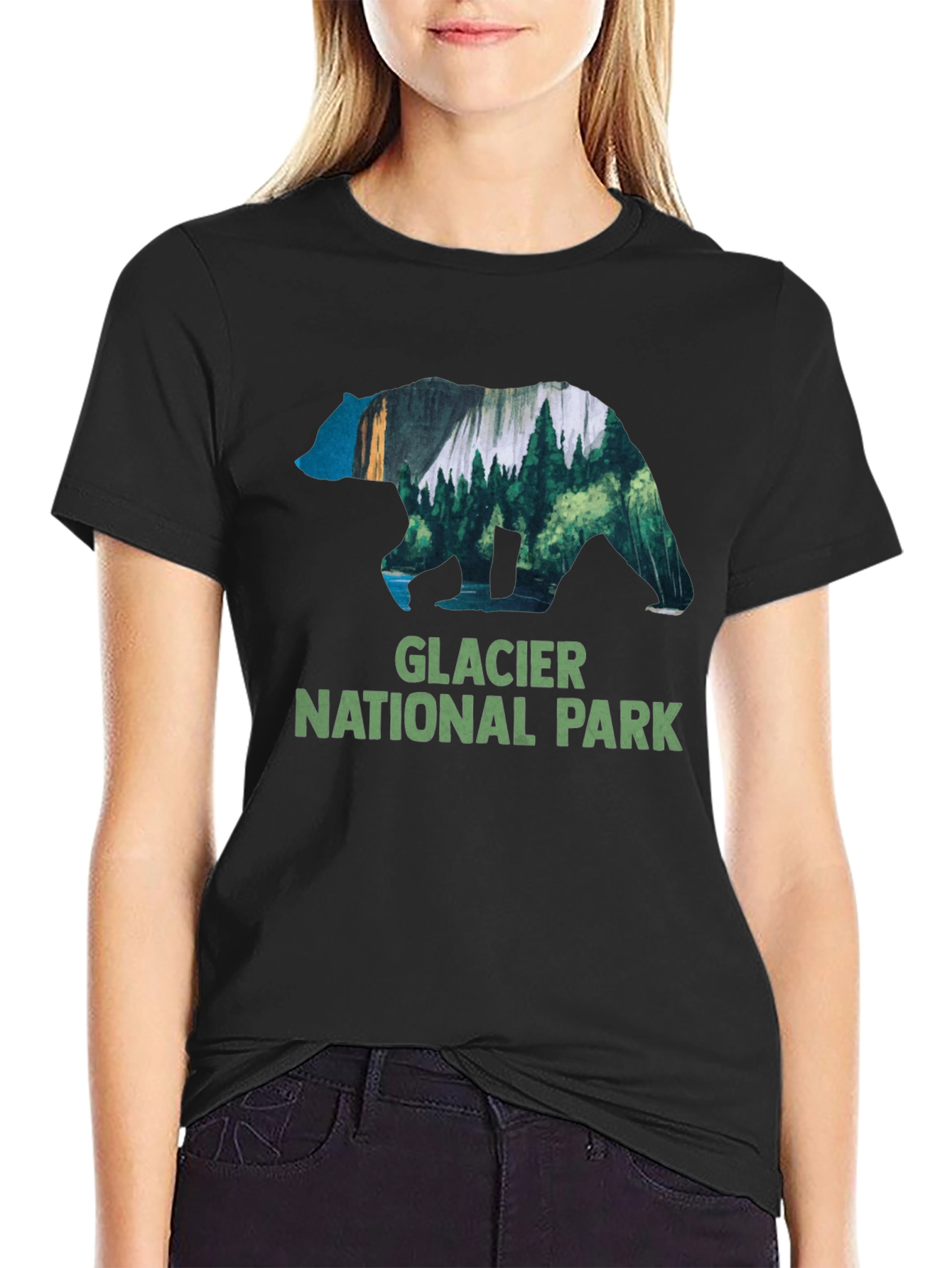 Black Glacier National Park Bear T-Shirt view 2