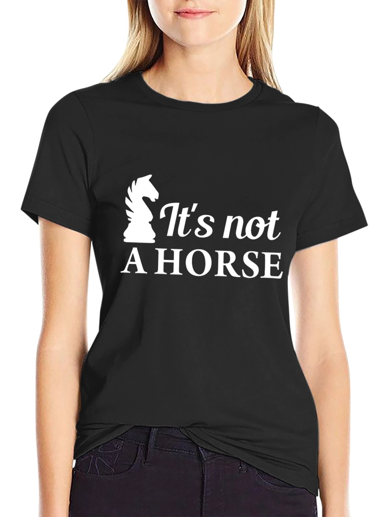Black It's Not a Horse T-Shirt - Chess Knight Design view 2