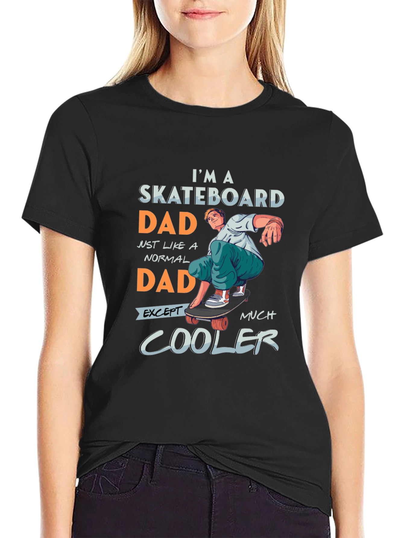 Black Skateboard Dad Graphic Tee - Cool Dad Style view 2