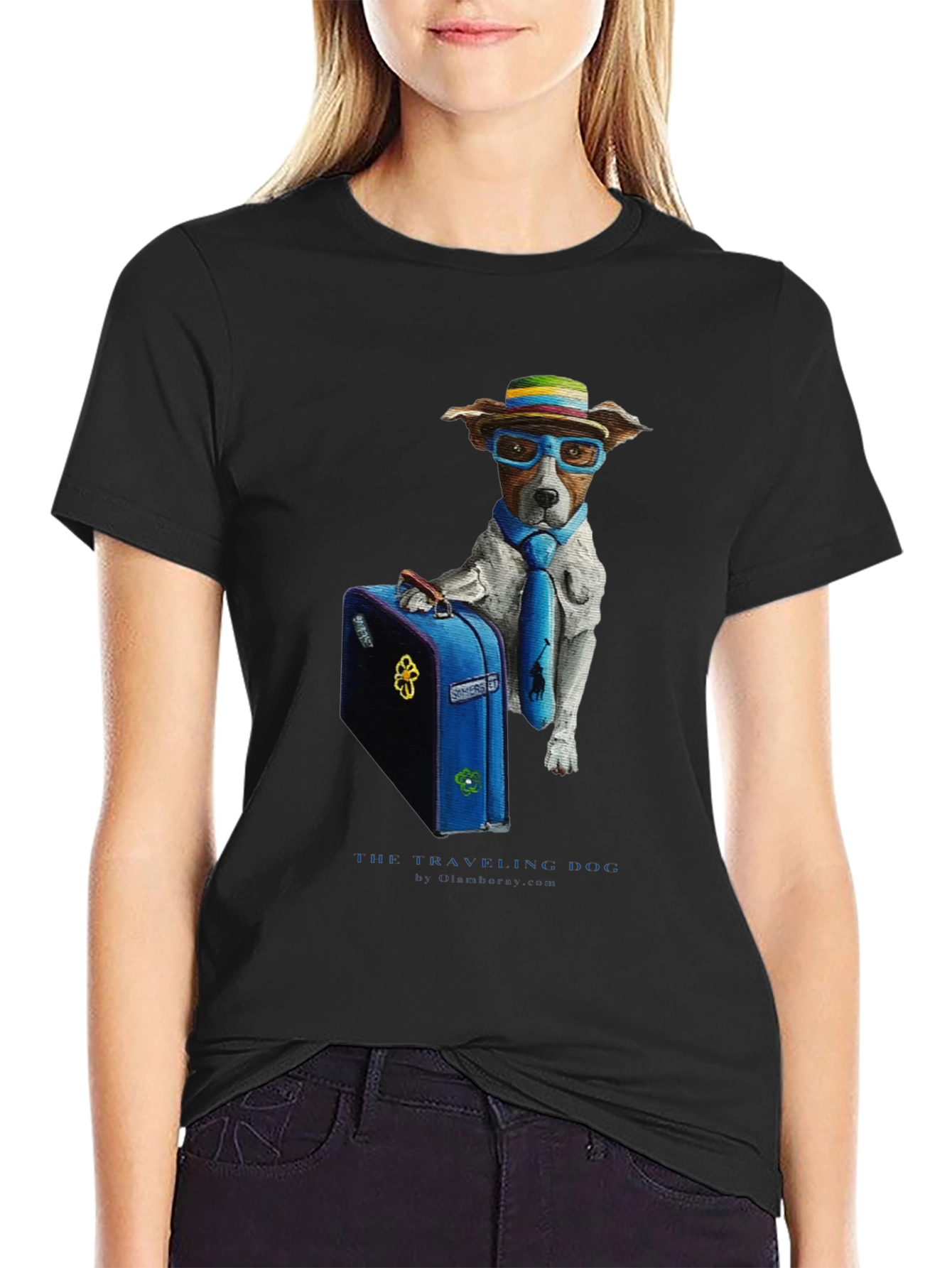 Black Traveling Dog Graphic T-Shirt view 2