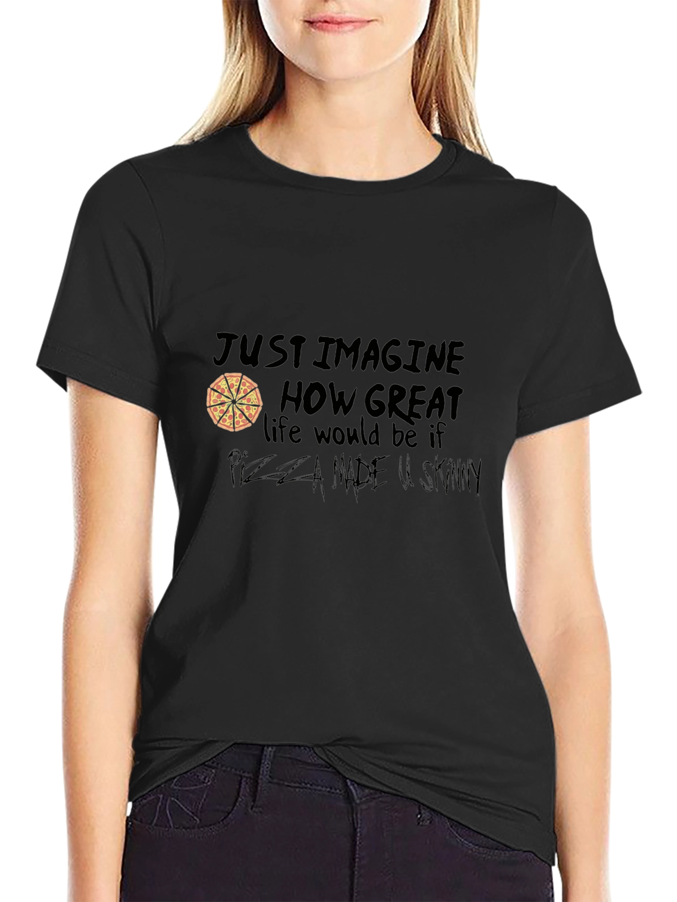 Black Pizza Lover Graphic T-Shirt - Just Imagine... view 2