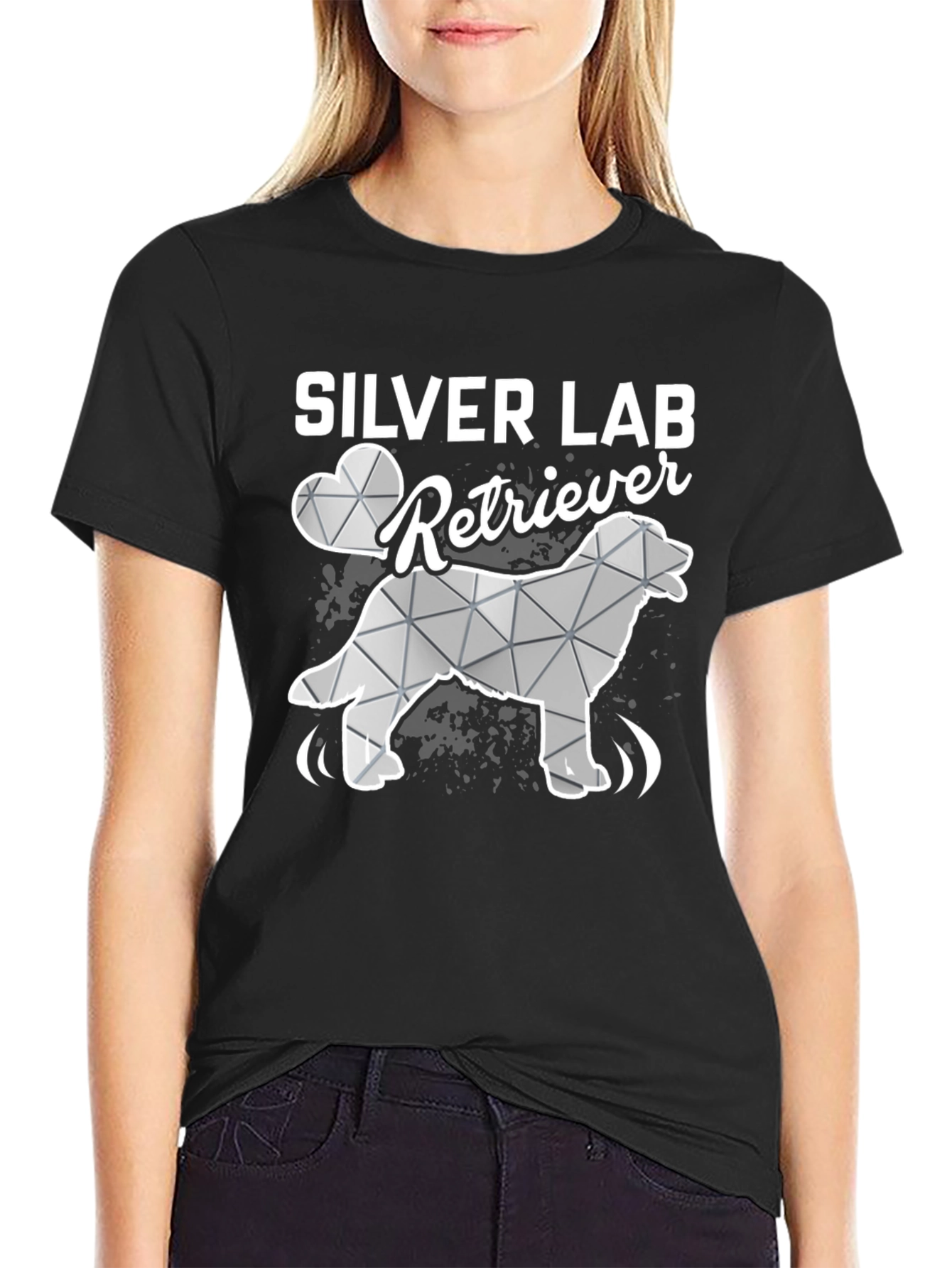 Black Silver Lab Retriever Graphic T-Shirt view 2