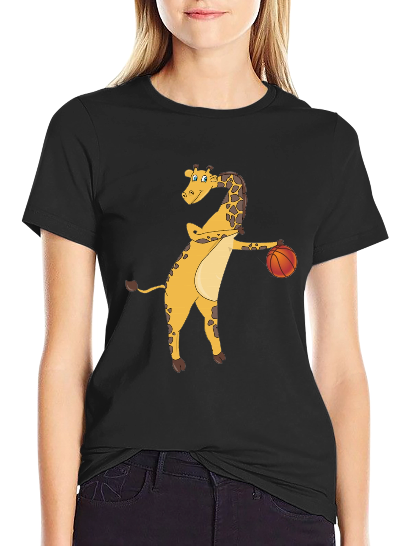 Black Giraffe Basketball Graphic Tee view 2