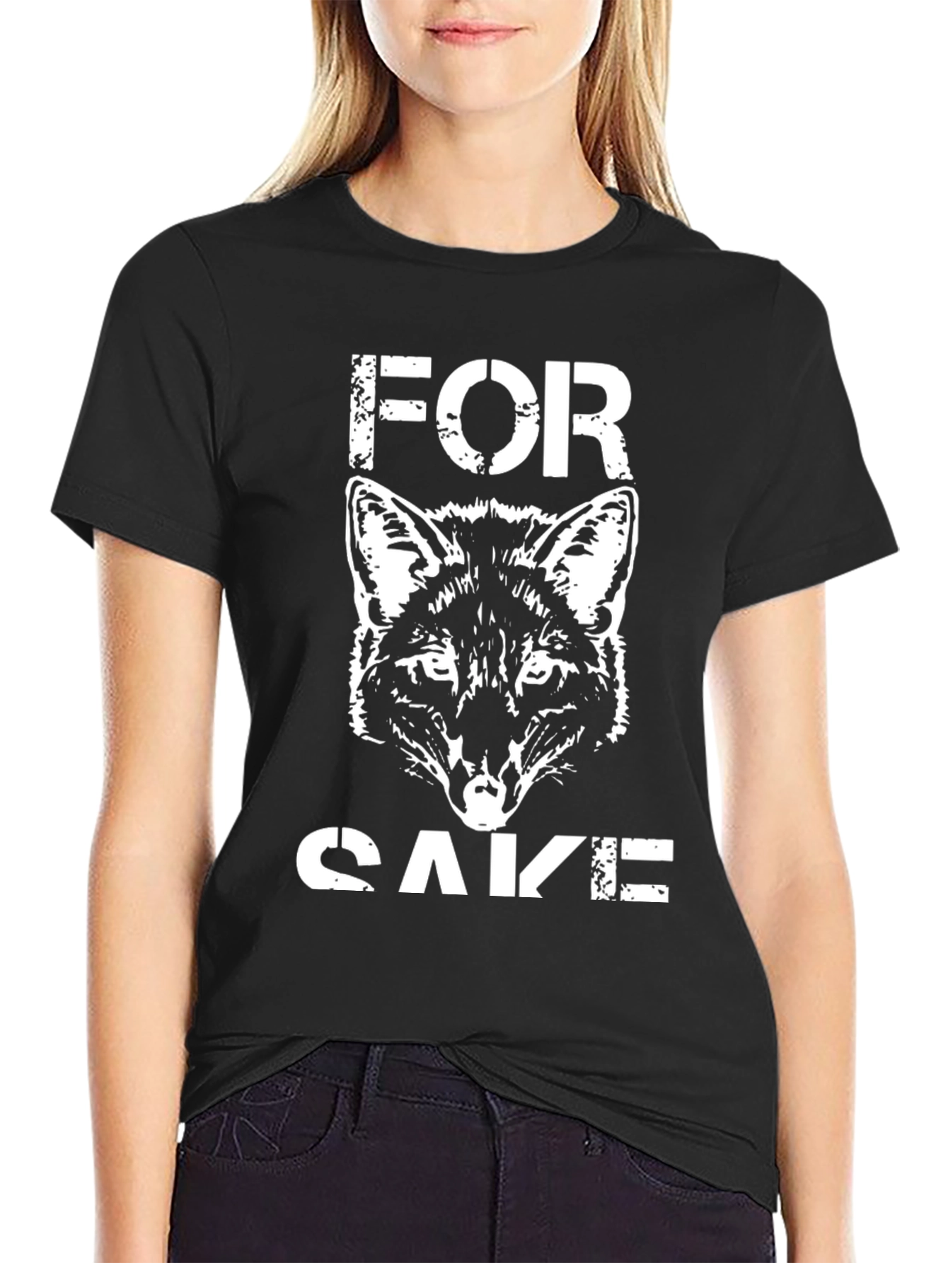 Black For Fox Sake T-Shirt - Black Graphic Tee view 2