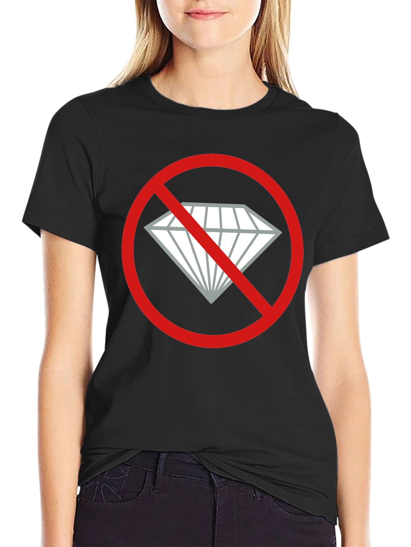 Black No Diamonds Graphic Tee - Black Cotton T-Shirt view 2