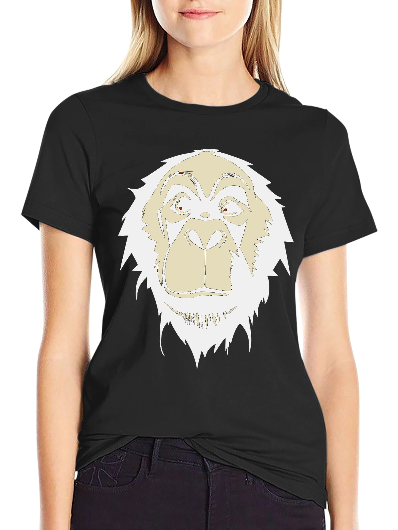 Black Unique Gorilla Graphic Print Black T-Shirt view 2