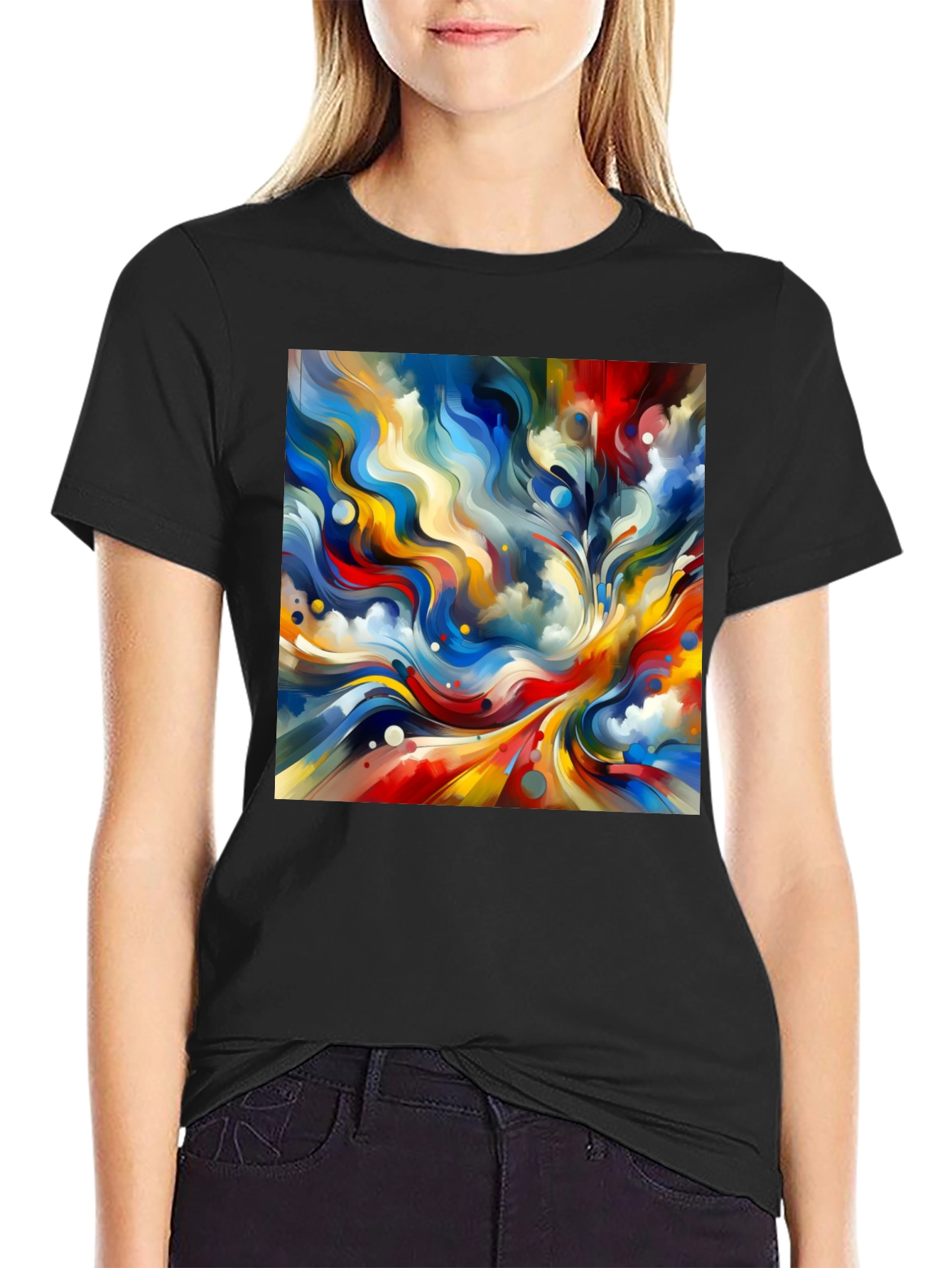 Black Abstract Art Printed Black T-Shirt view 2