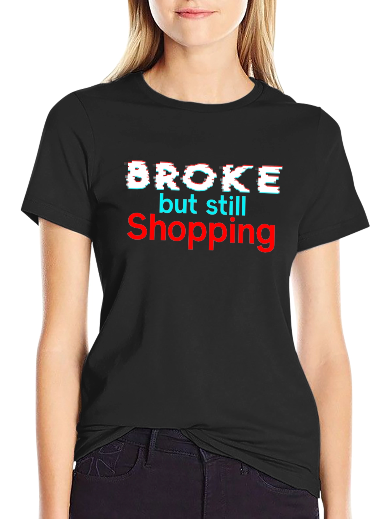 Broke but Still Shopping Black Graphic Tee - 2