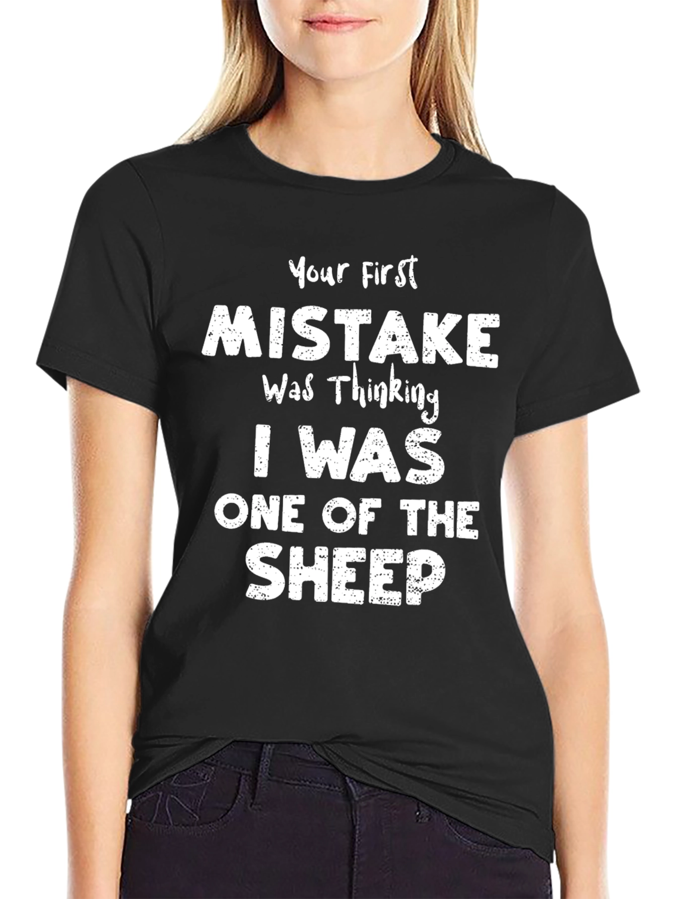 Black Mistake Sheep T-Shirt - Funny Sarcastic Tee view 2