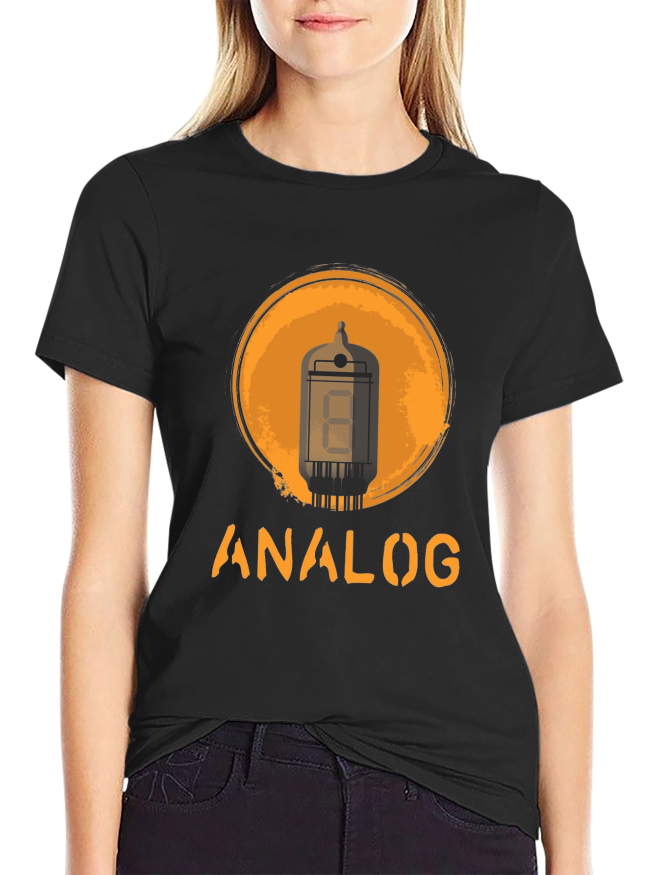 Black Analog Tube T-Shirt - Vintage Design view 2