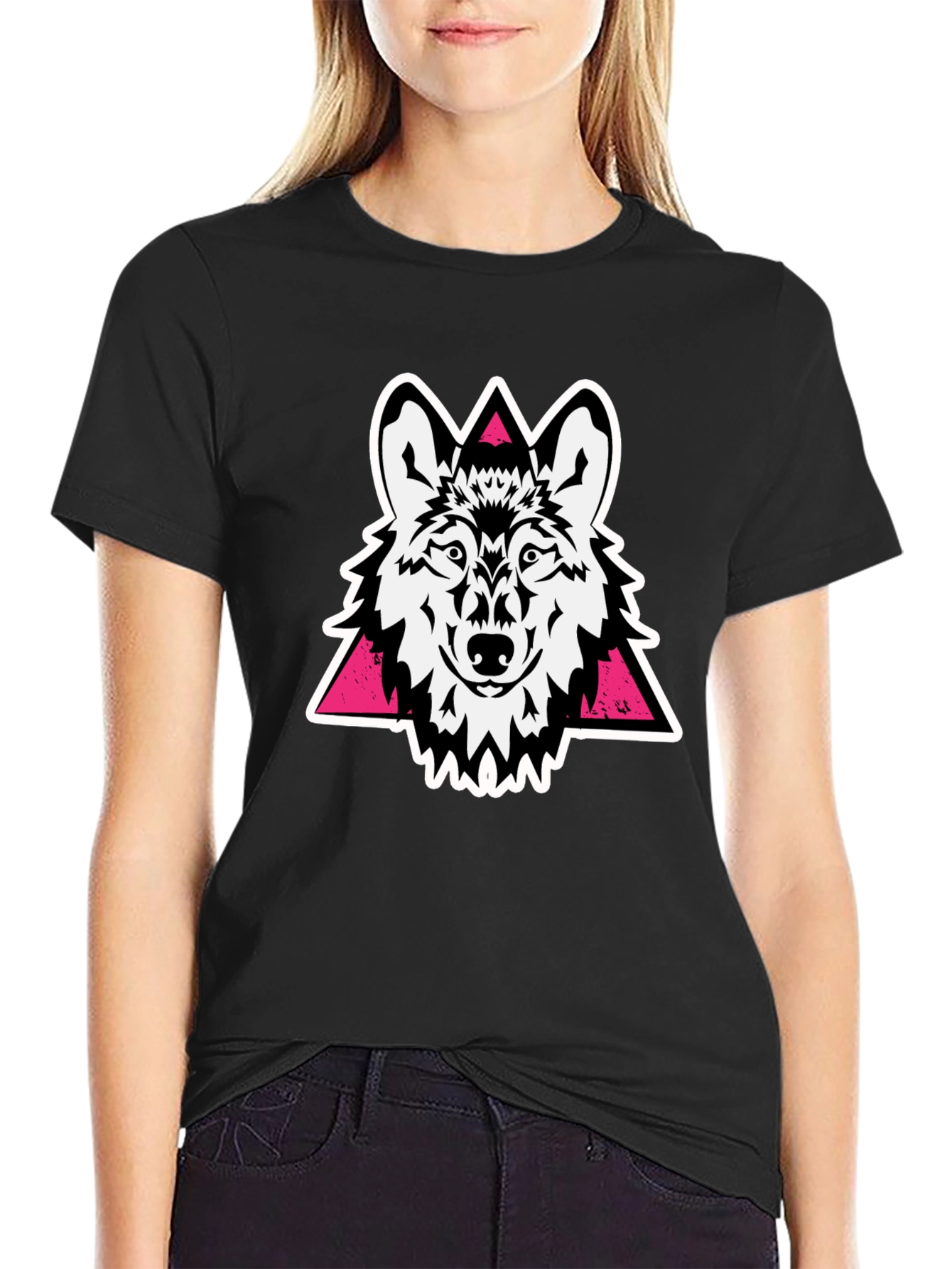 Black Wolf Graphic Tee - Black Cotton Blend view 2