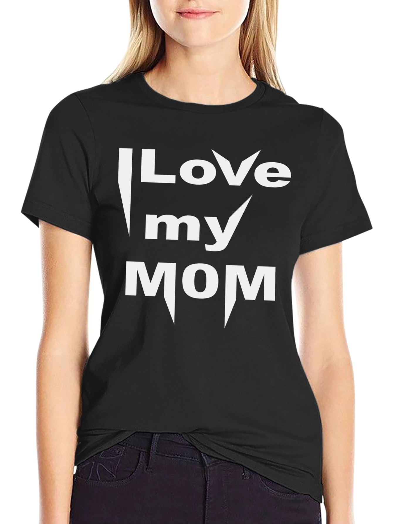 Black I Love My Mom Graphic T-Shirt - Black view 2
