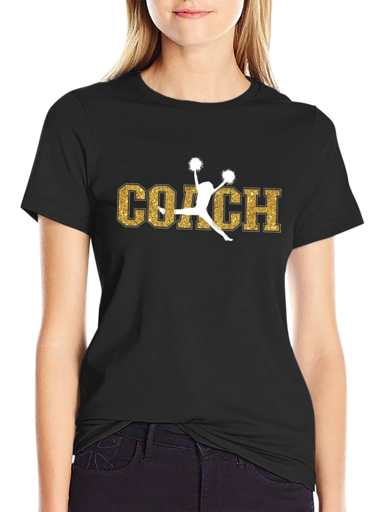 Black Coach Glitter Tee - Cheerleading Apparel view 2