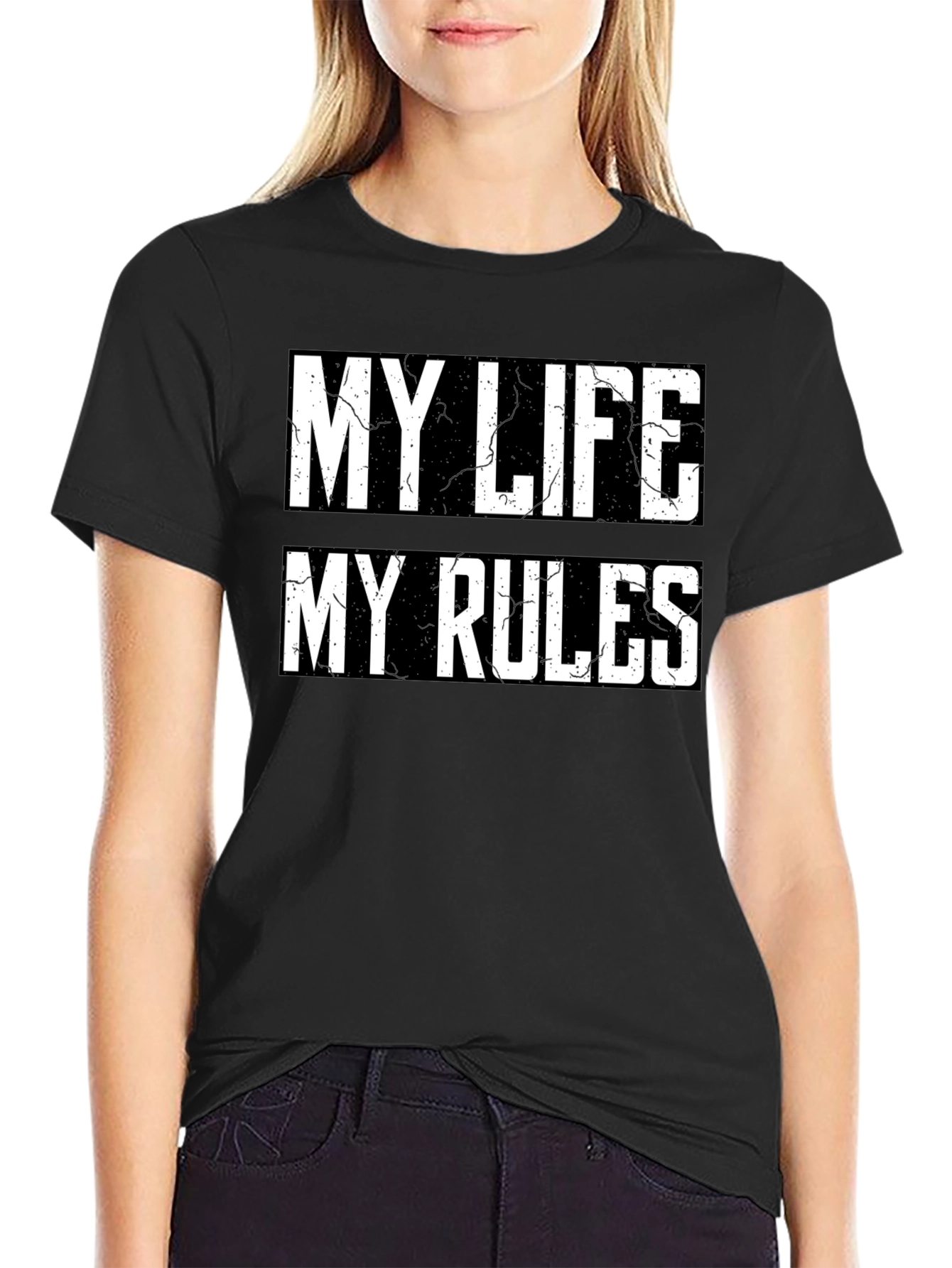 Black My Life My Rules Graphic Tee - Black view 2