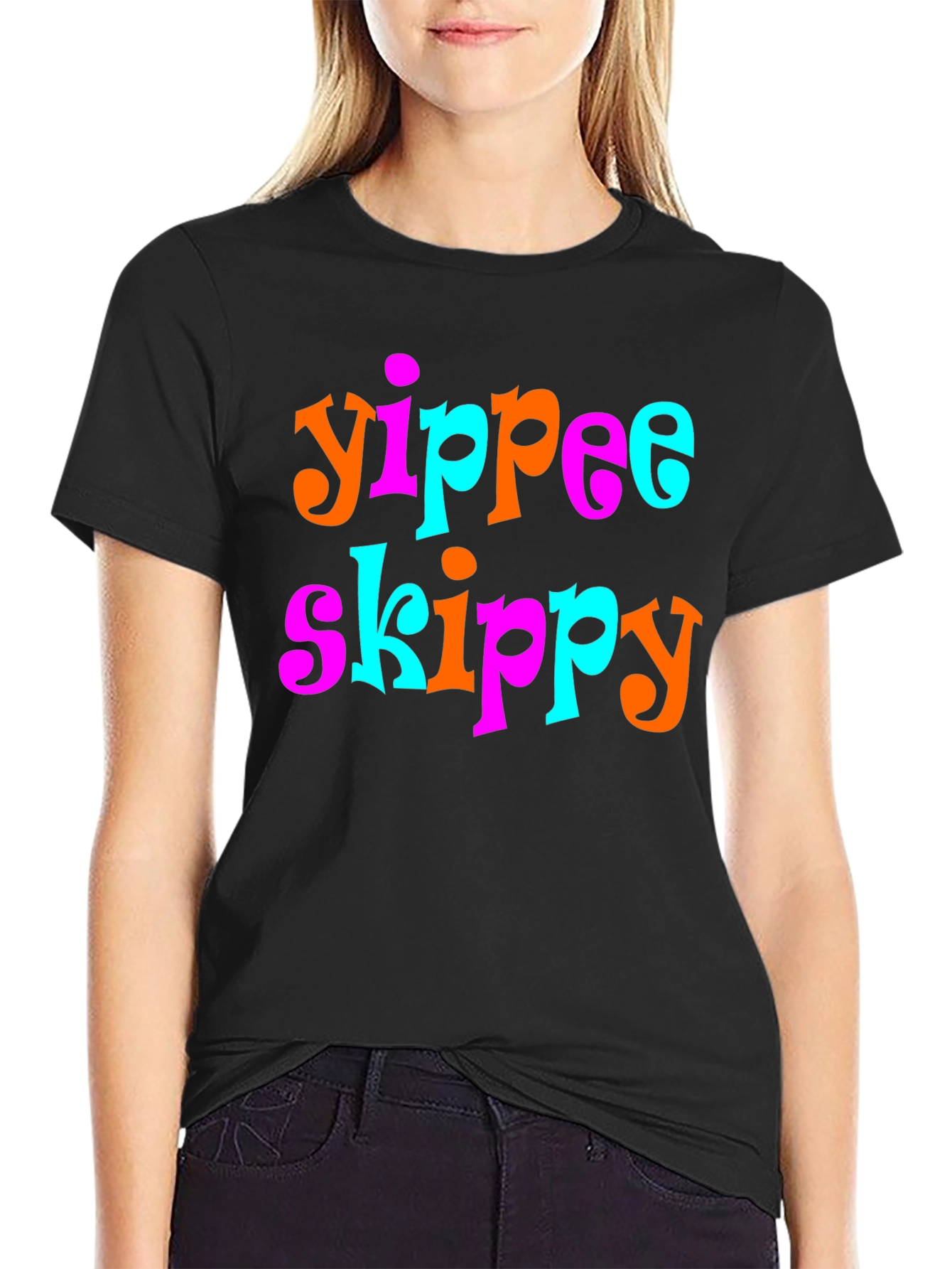 Black Yippee Skippy Graphic Tee - Retro Style view 2