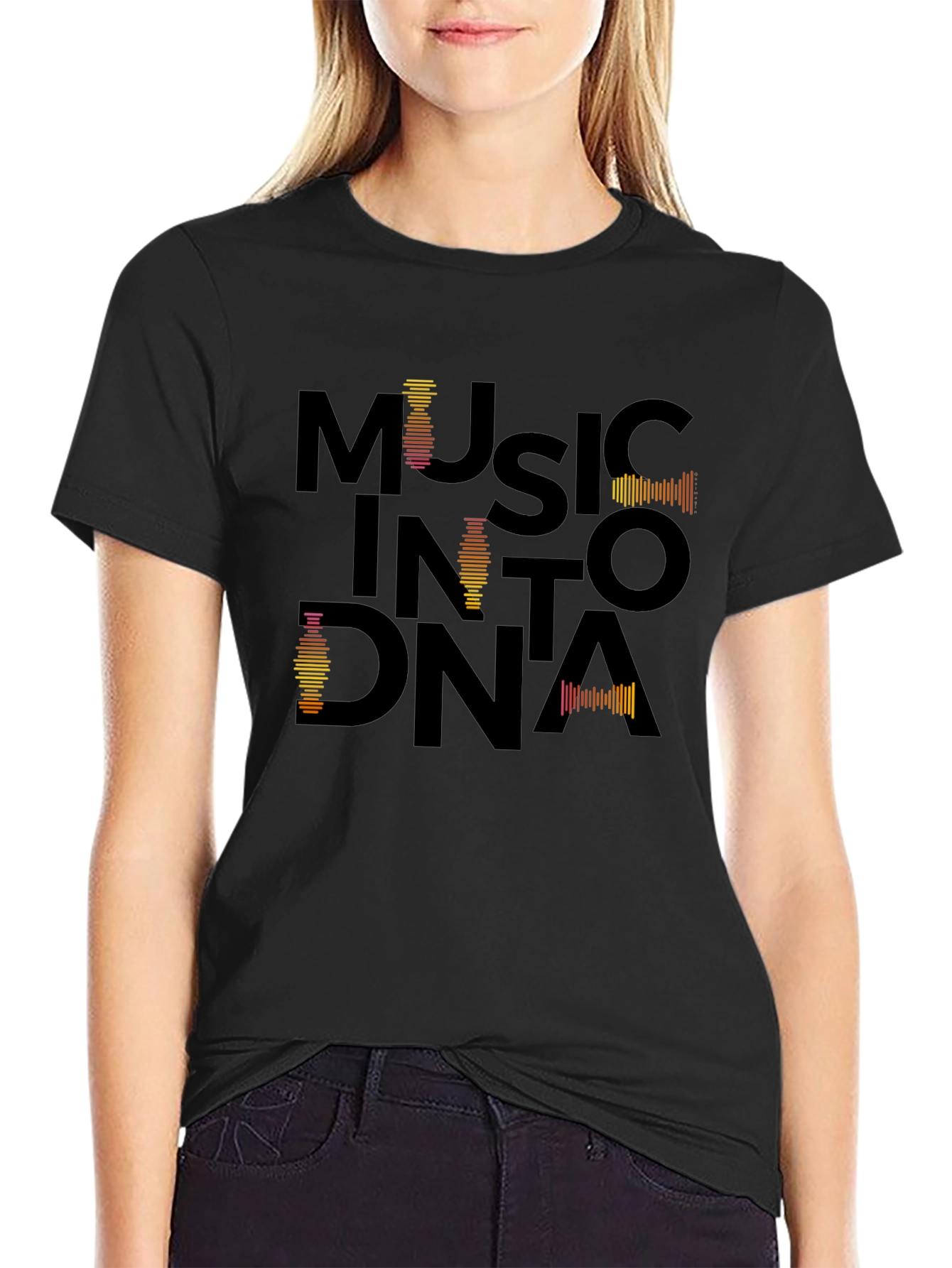 Black Music Into DNA Black Graphic Tee view 2