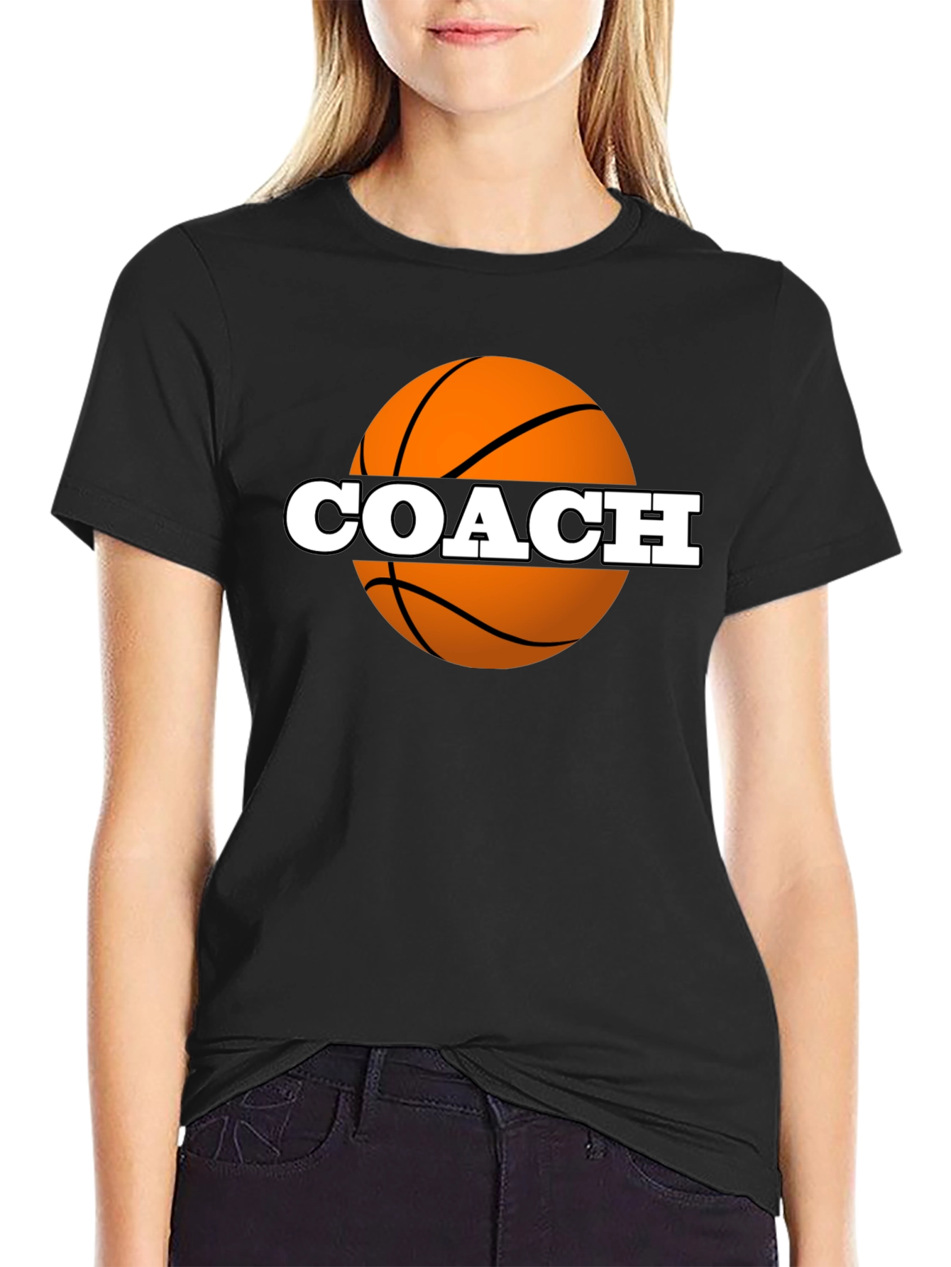 Black Basketball Coach Graphic Tee - Black view 2