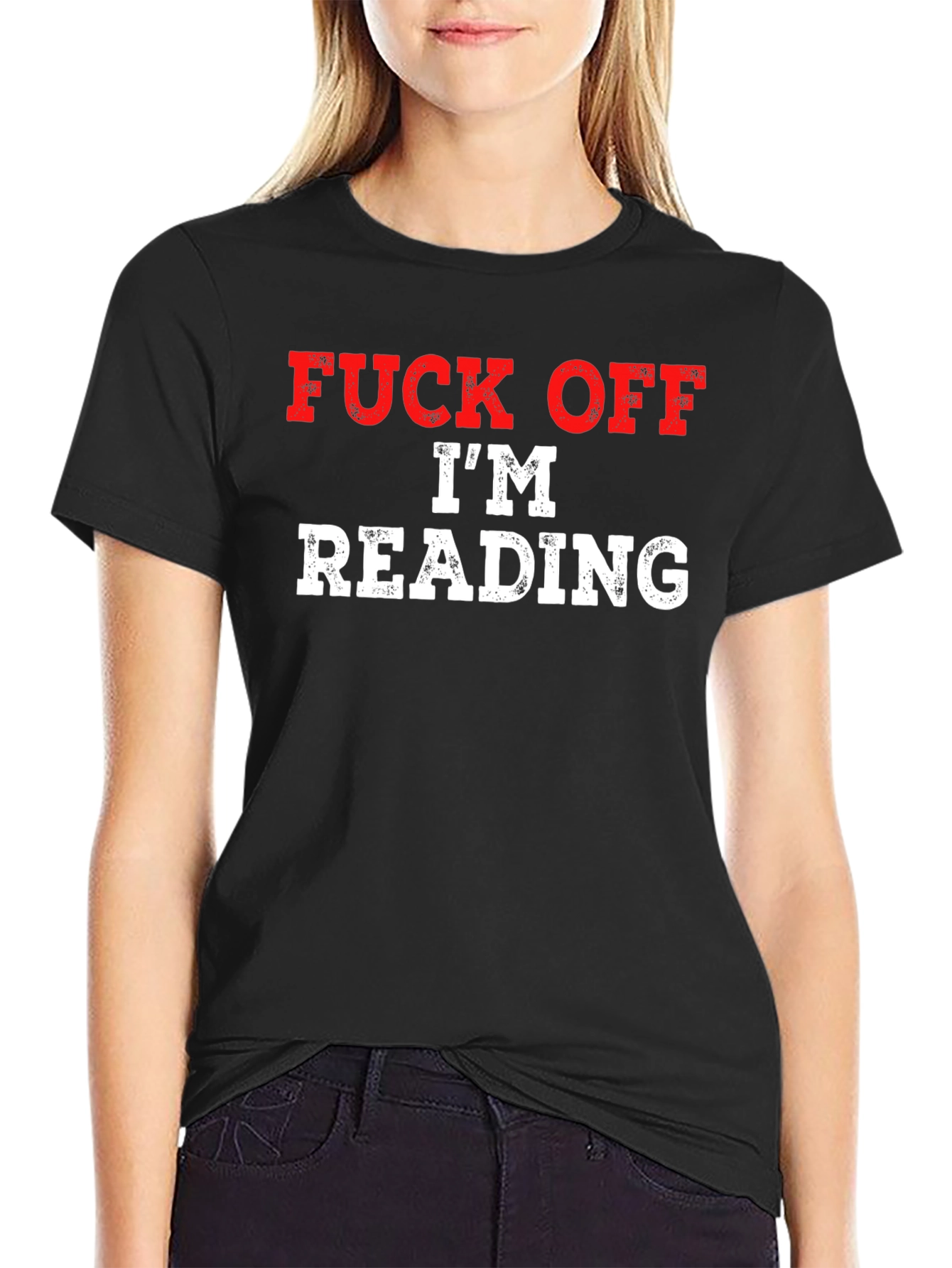 Black Funny Graphic Tee: Fuck Off, I'm Reading view 2